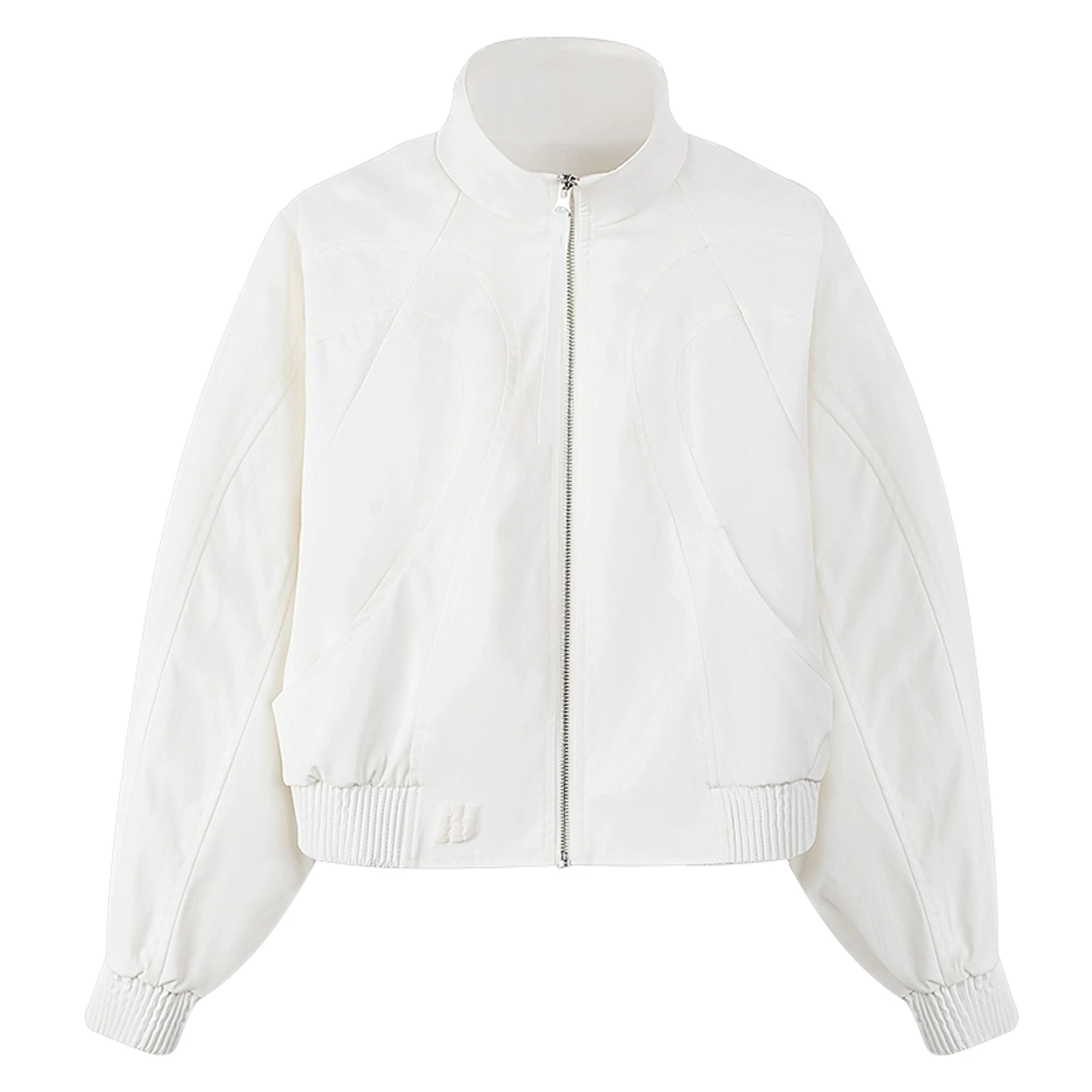 Curved Stitch Cropped Bomber Jacket - Image 8