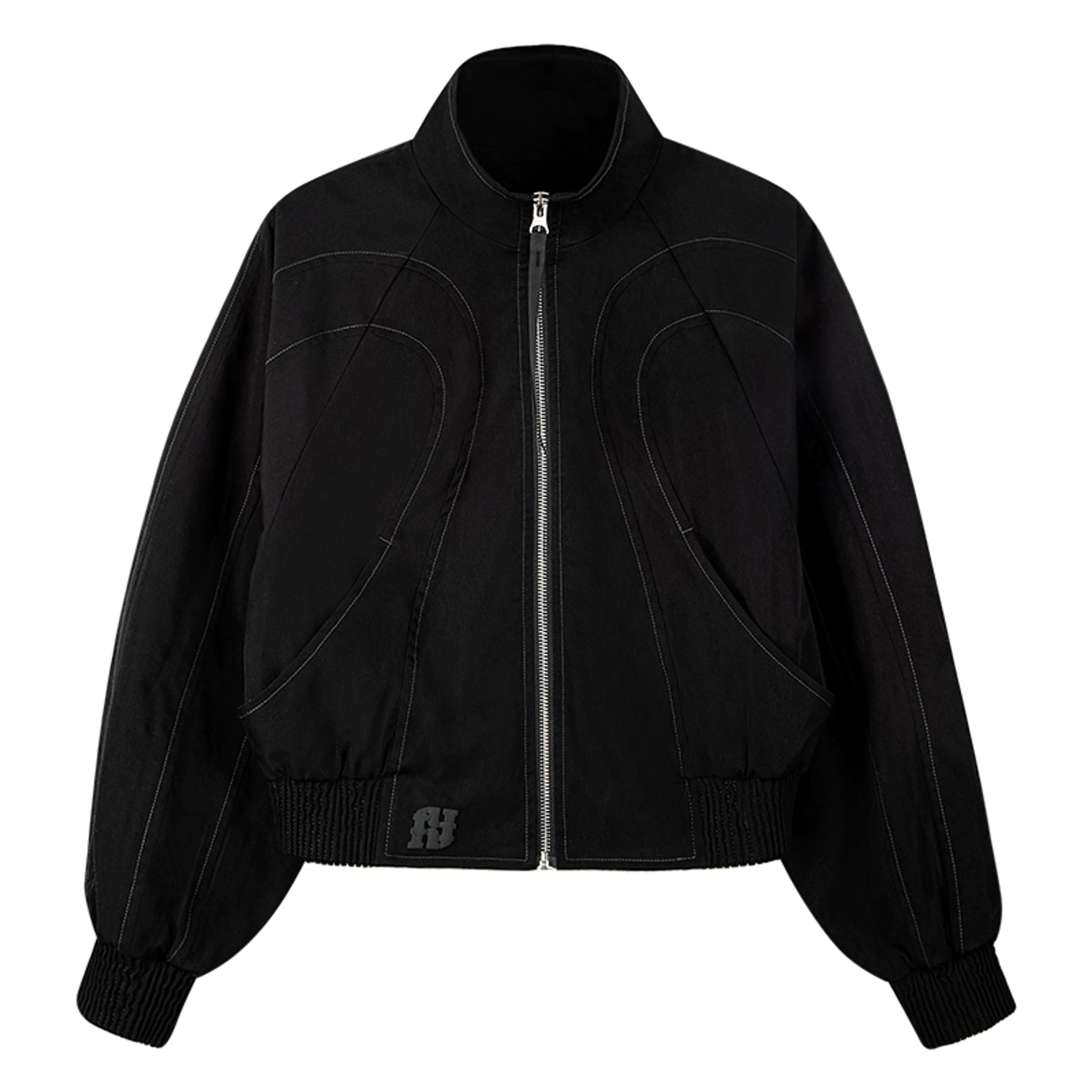 Curved Stitch Cropped Bomber Jacket - Image 9