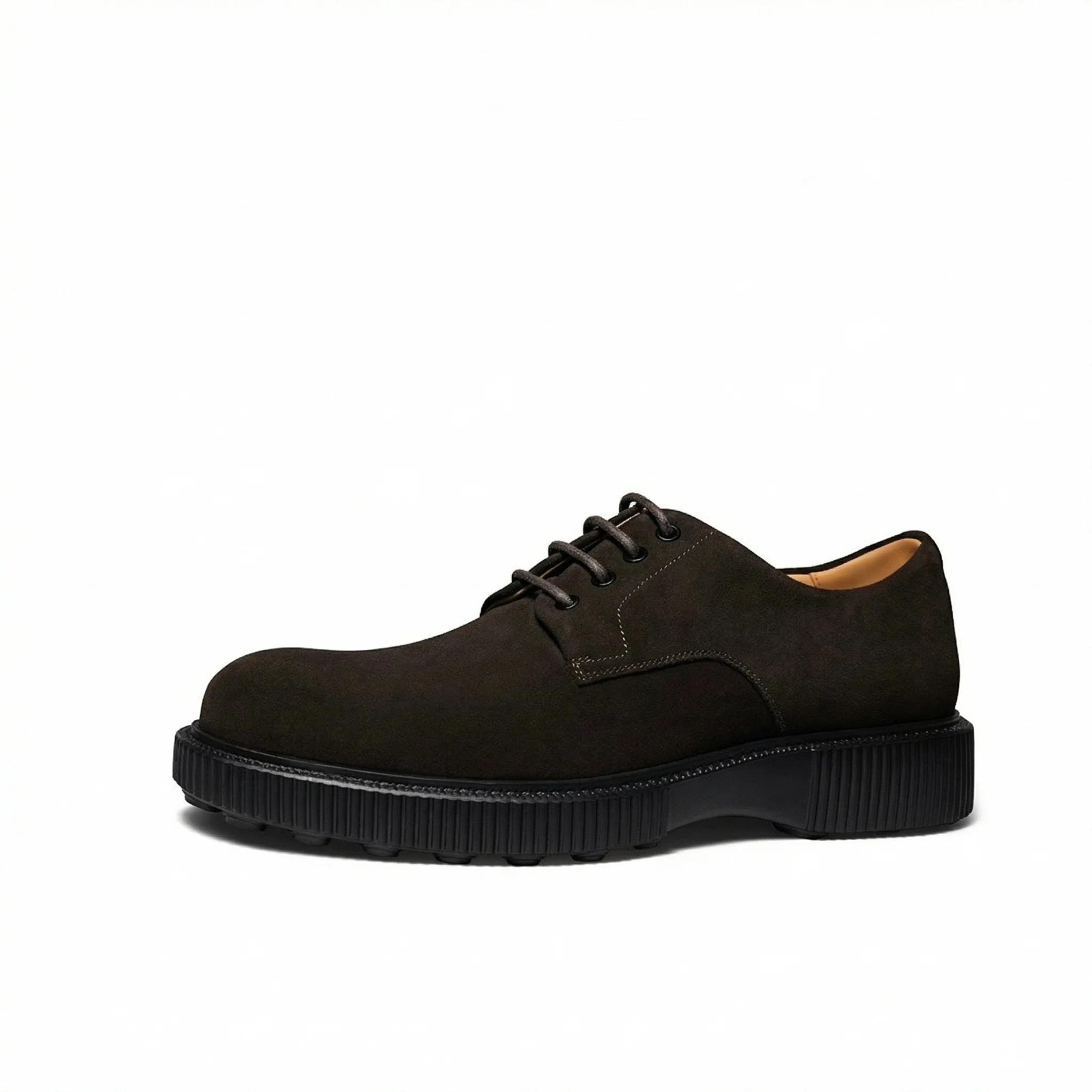 Dark Brown Suede Platform Derby - Image 5