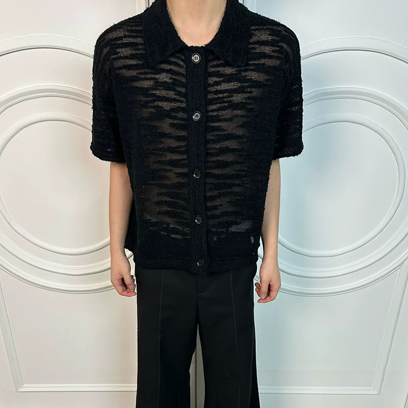 Dark Cloud Open Knit Short Sleeve Shirt - Image 6