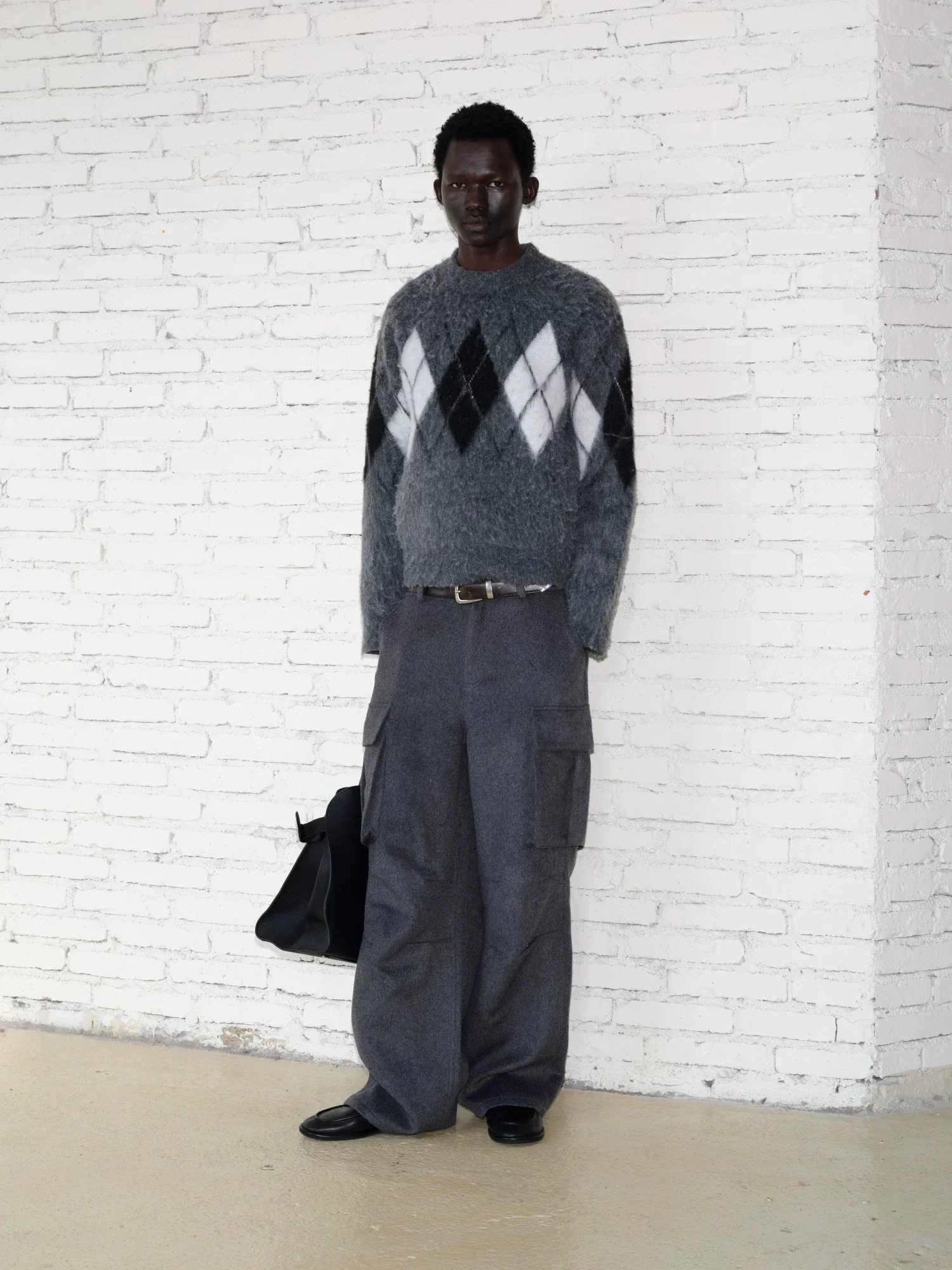 Dark Grey Wool-Blend Cargo Pants - Image 4