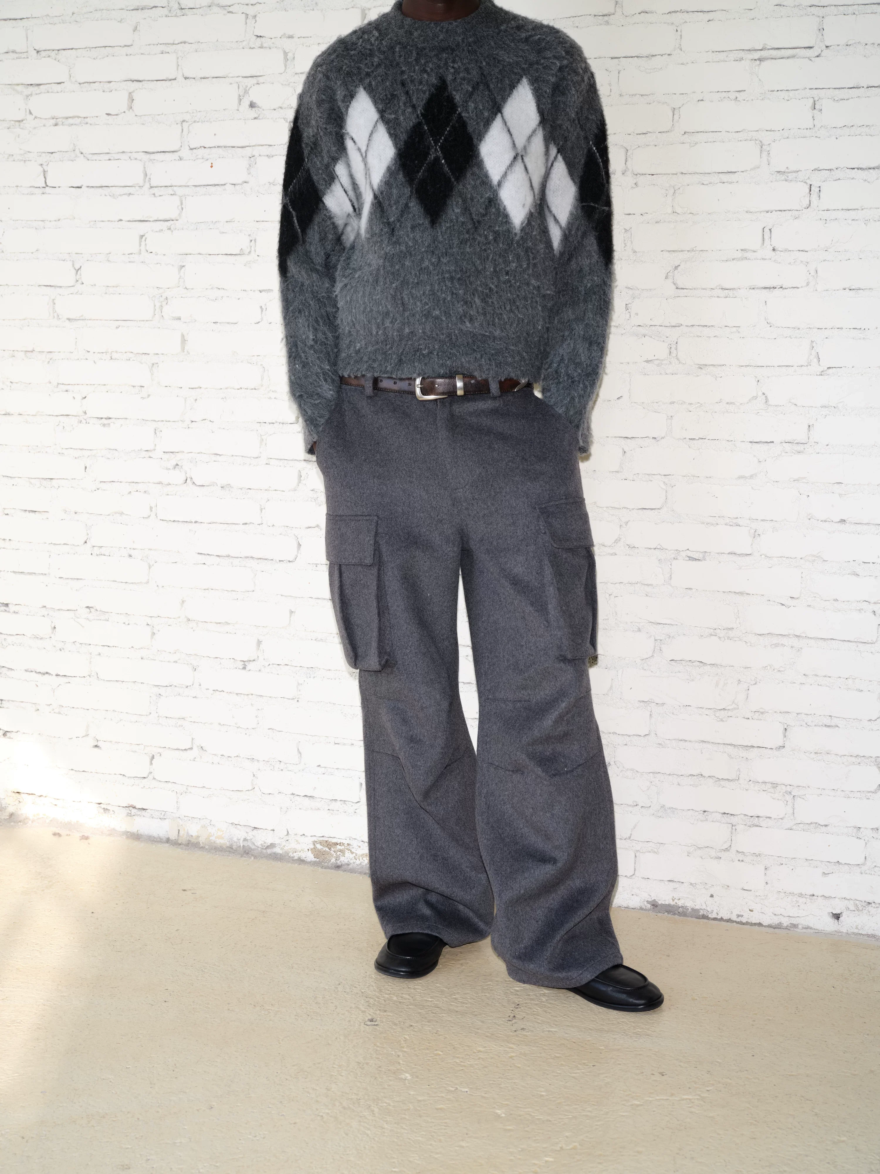 Dark Grey Wool-Blend Cargo Pants - Image 6