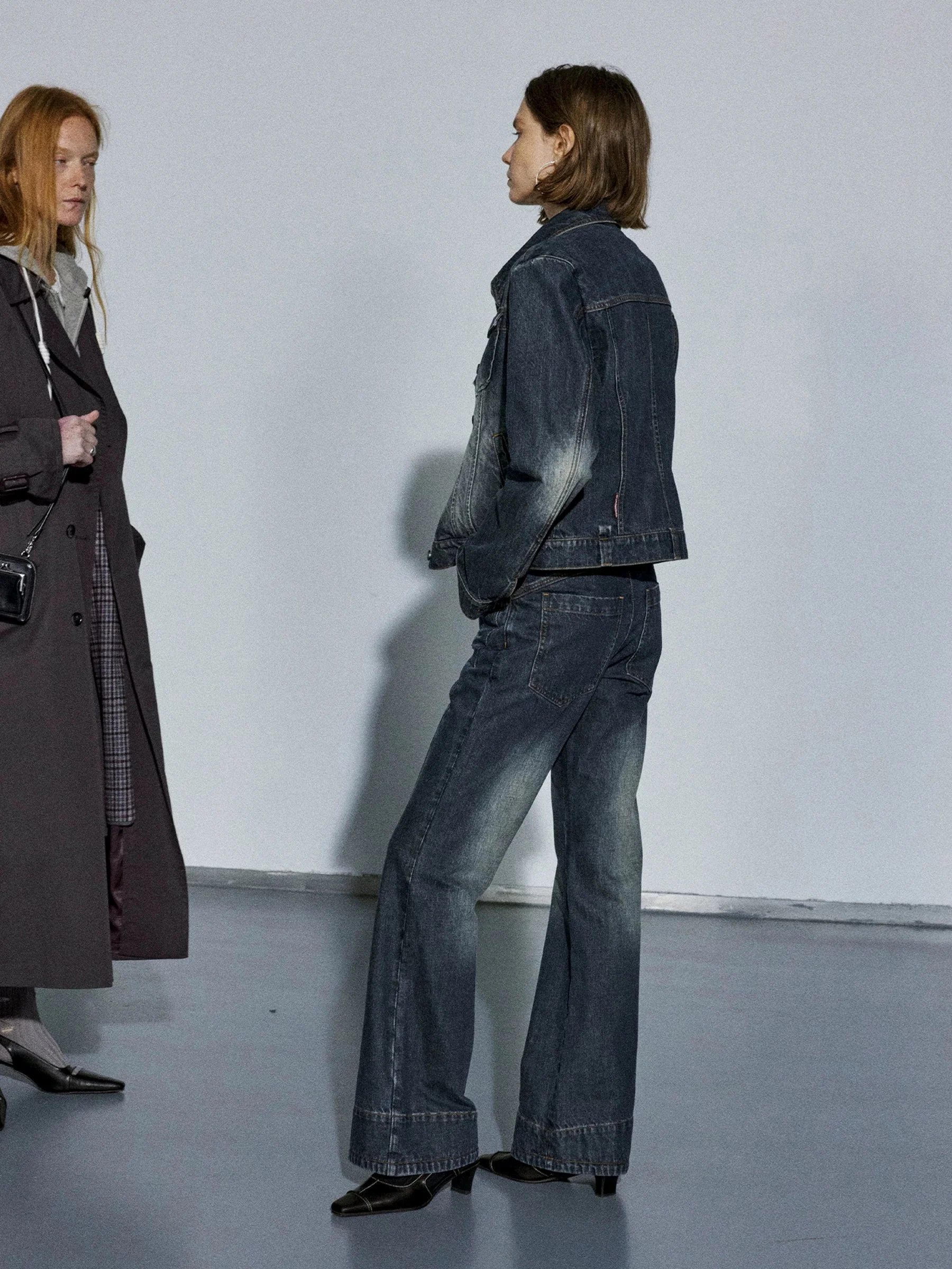 Dark Indigo Double-Waist Flare Jeans - Image 4