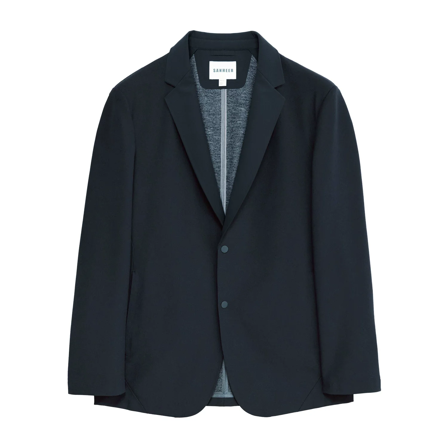 Dark Navy Wool-Blend Two-Button Blazer - Image 5