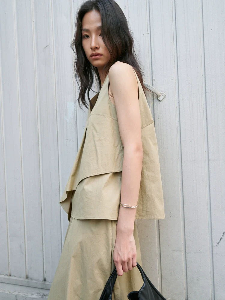 Deconstructed Bow V-Neck Top & Layered Midi Skirt Set - Image 5