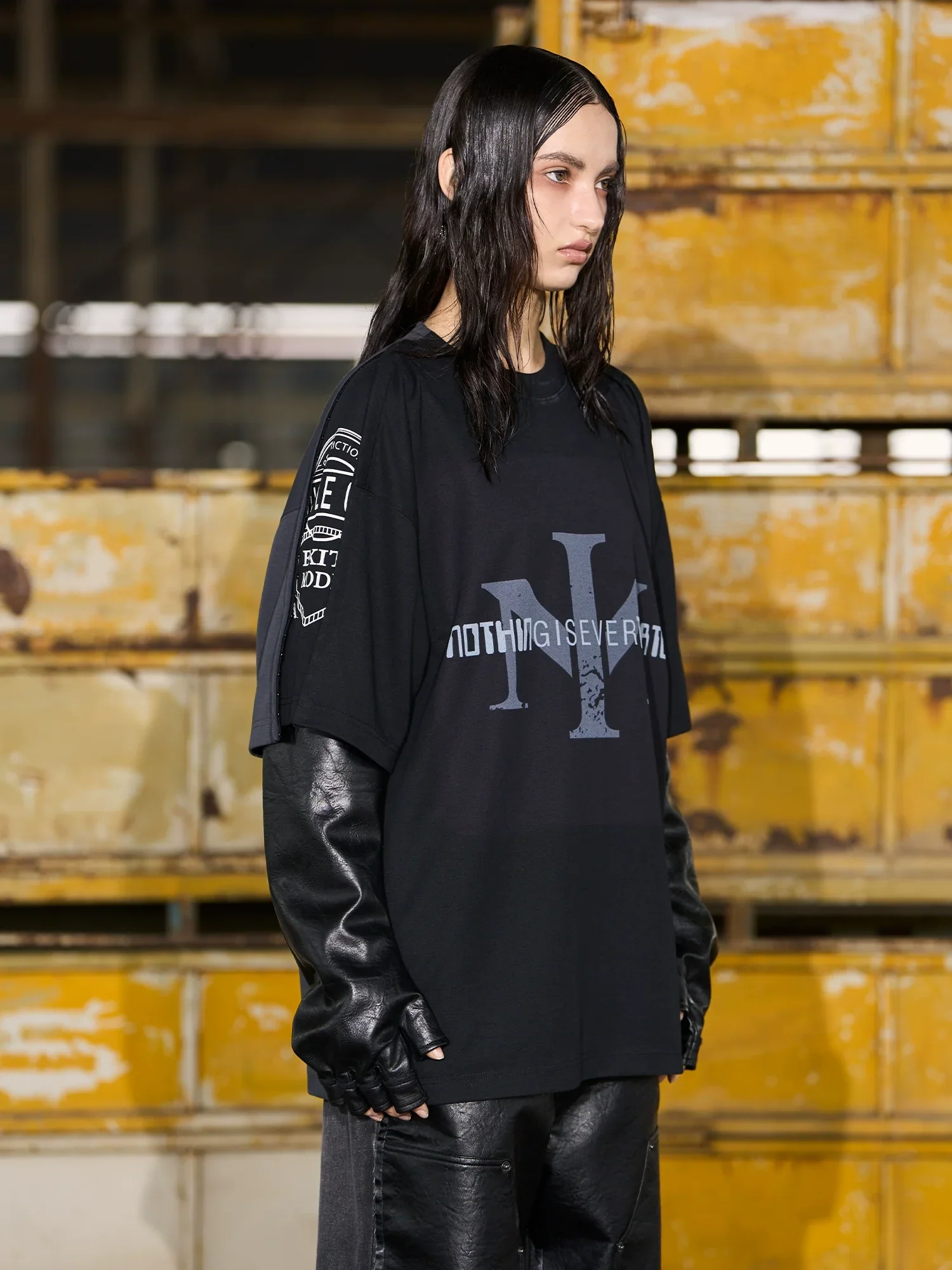 Deconstructed Layered Graphic T-Shirt