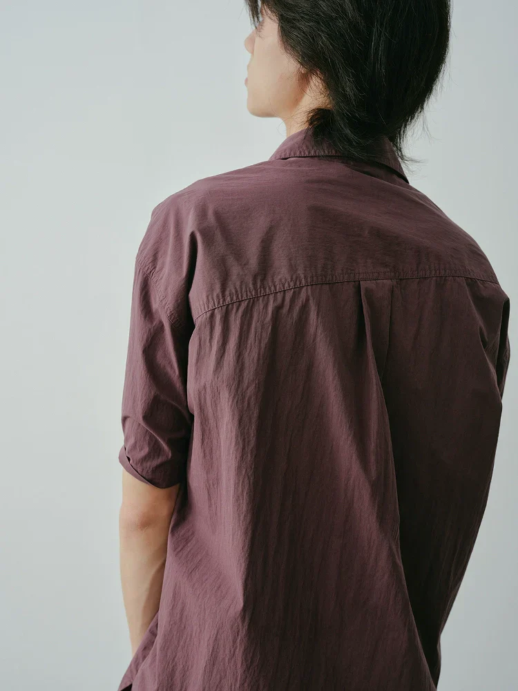 Deconstructed Plum Short-Sleeve Shirt - Image 4