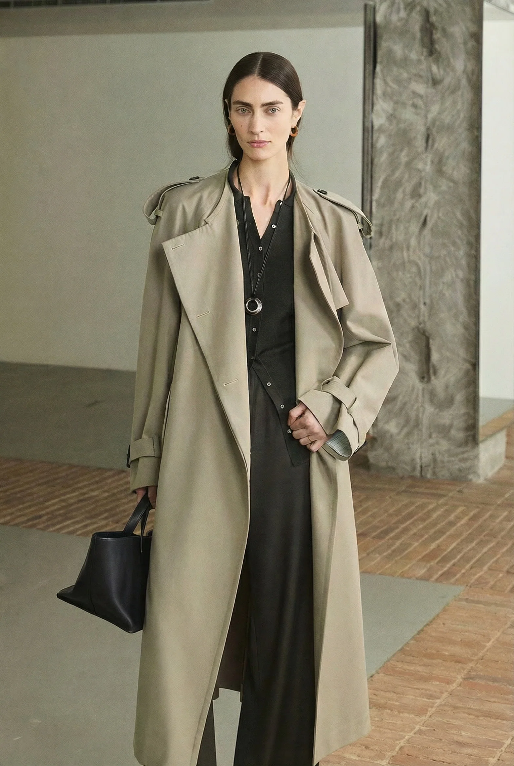 Deconstructed Wool-Cotton Trench Coat - Image 4