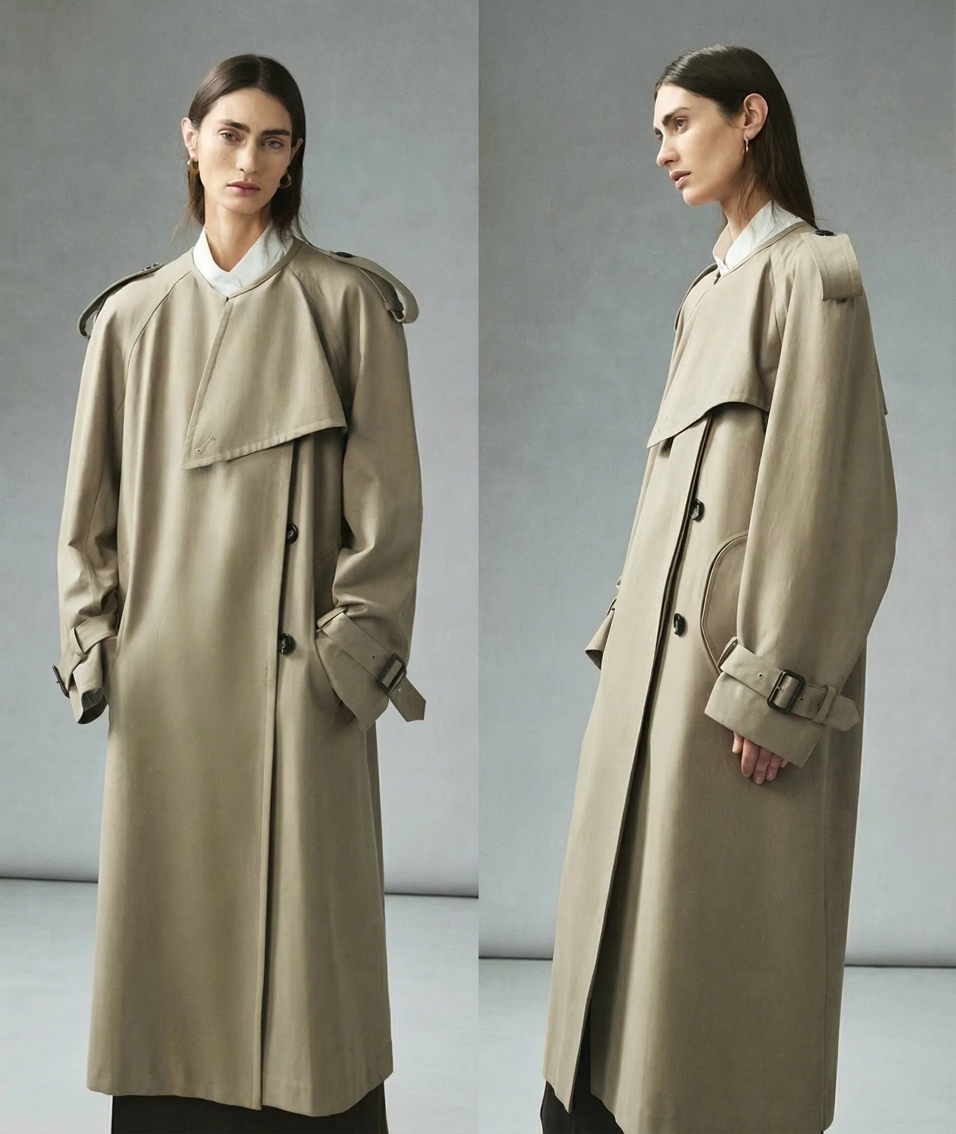 Deconstructed Wool-Cotton Trench Coat - Image 5