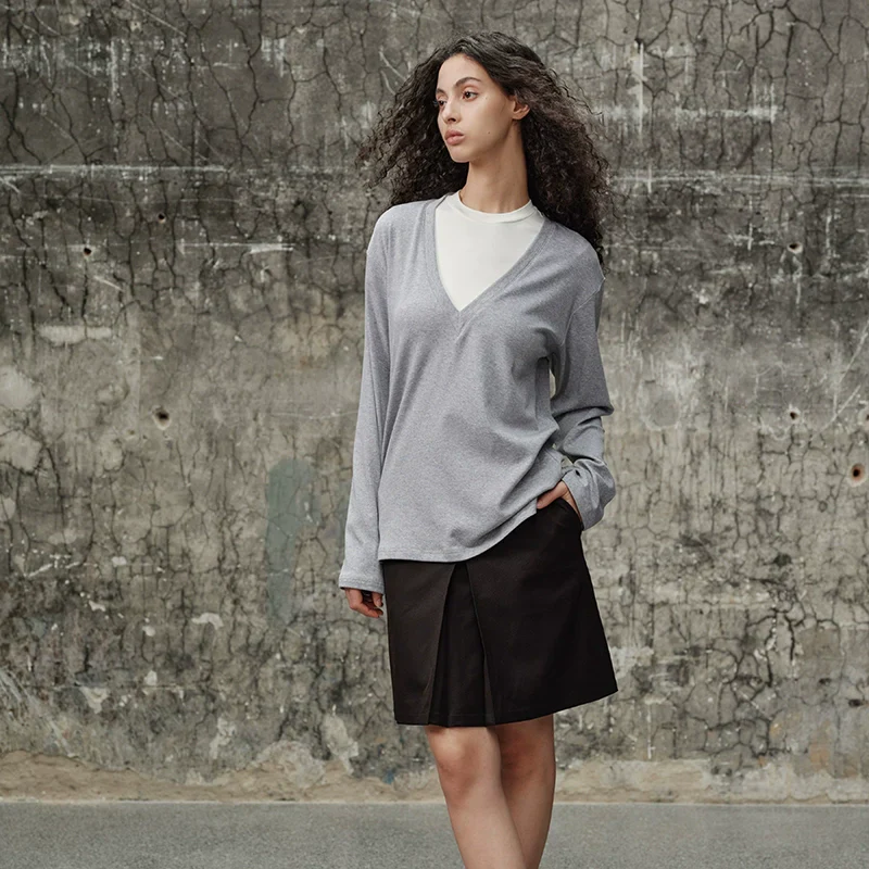 Deep V-Neck Long-Sleeve Top - Image 3
