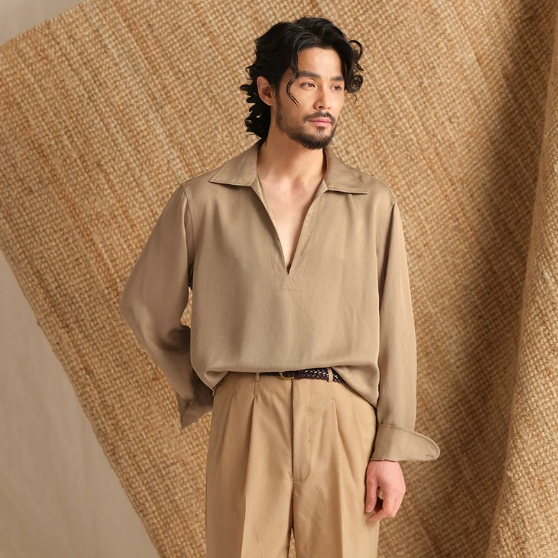 Deep V Satin Twill Shirt - Image 2