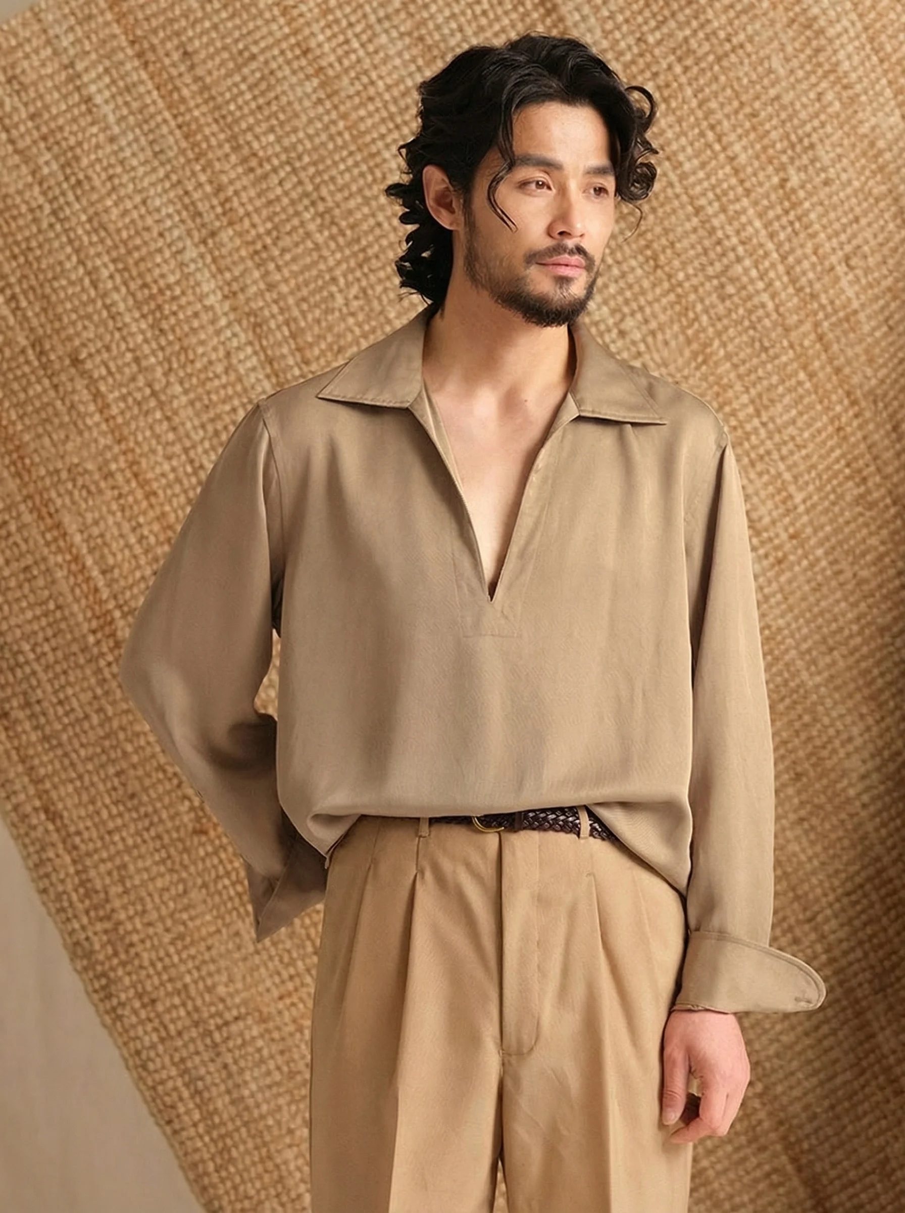 Deep V Satin Twill Shirt - Image 5