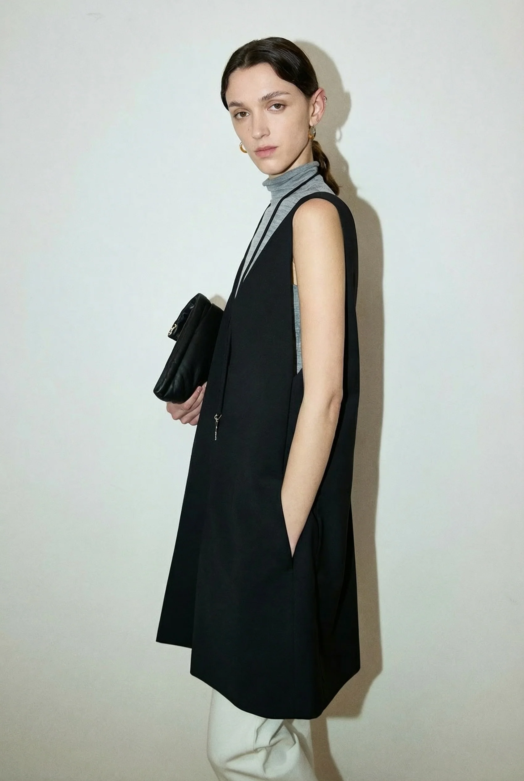 Deep V Wool-Blend Vest Dress - Image 4