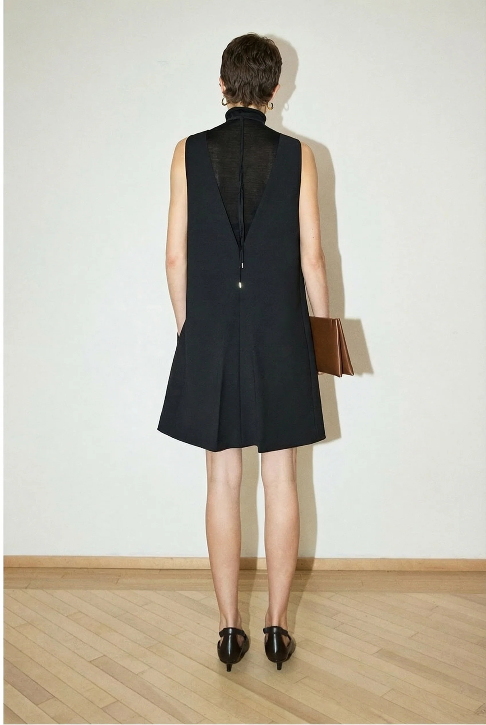 Deep V Wool-Blend Vest Dress - Image 5