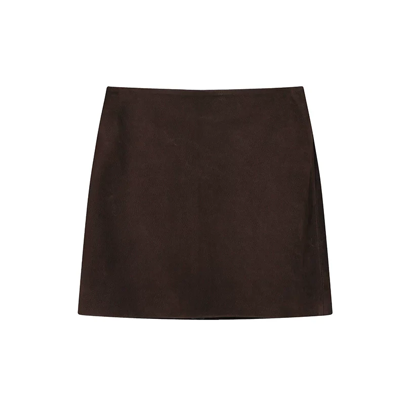 Deer-Grain Nubuck High-Waist Mini Skirt - Image 2