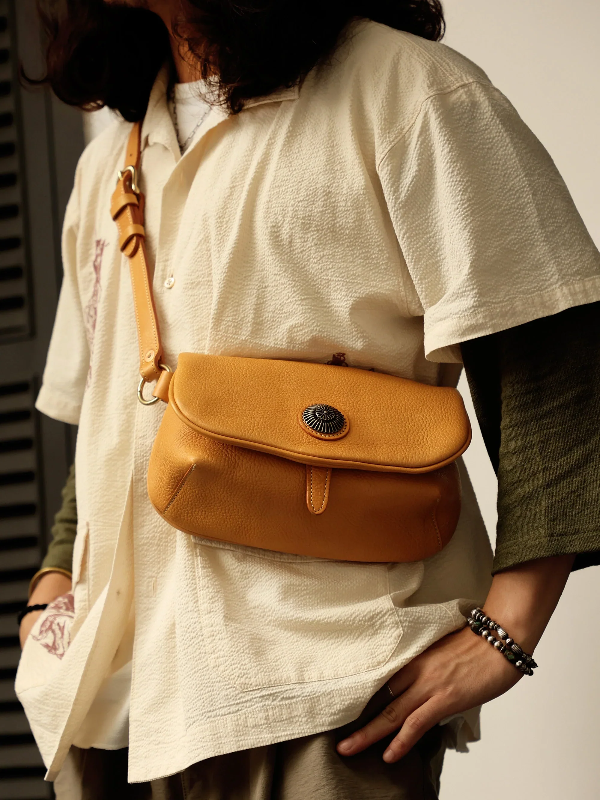 Deerskin Concho Crossbody Bag