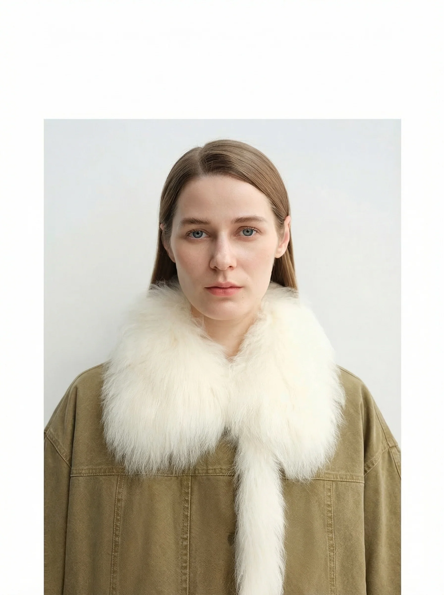 Denim Down Parka with Detachable Fur Collar - Image 6