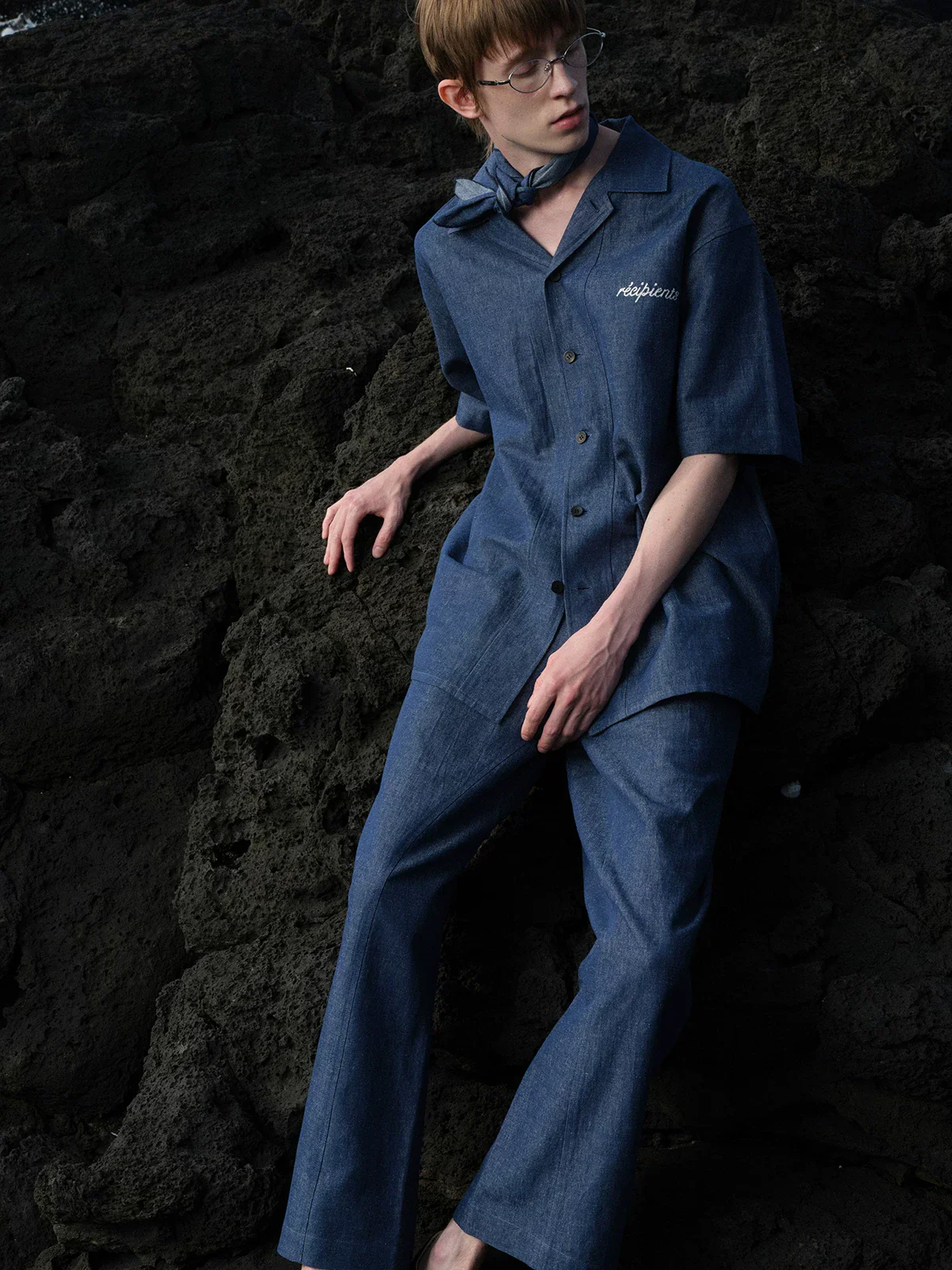 Denim-Dyed Hemp-Cotton Cuban-Collar Shirt - Image 4