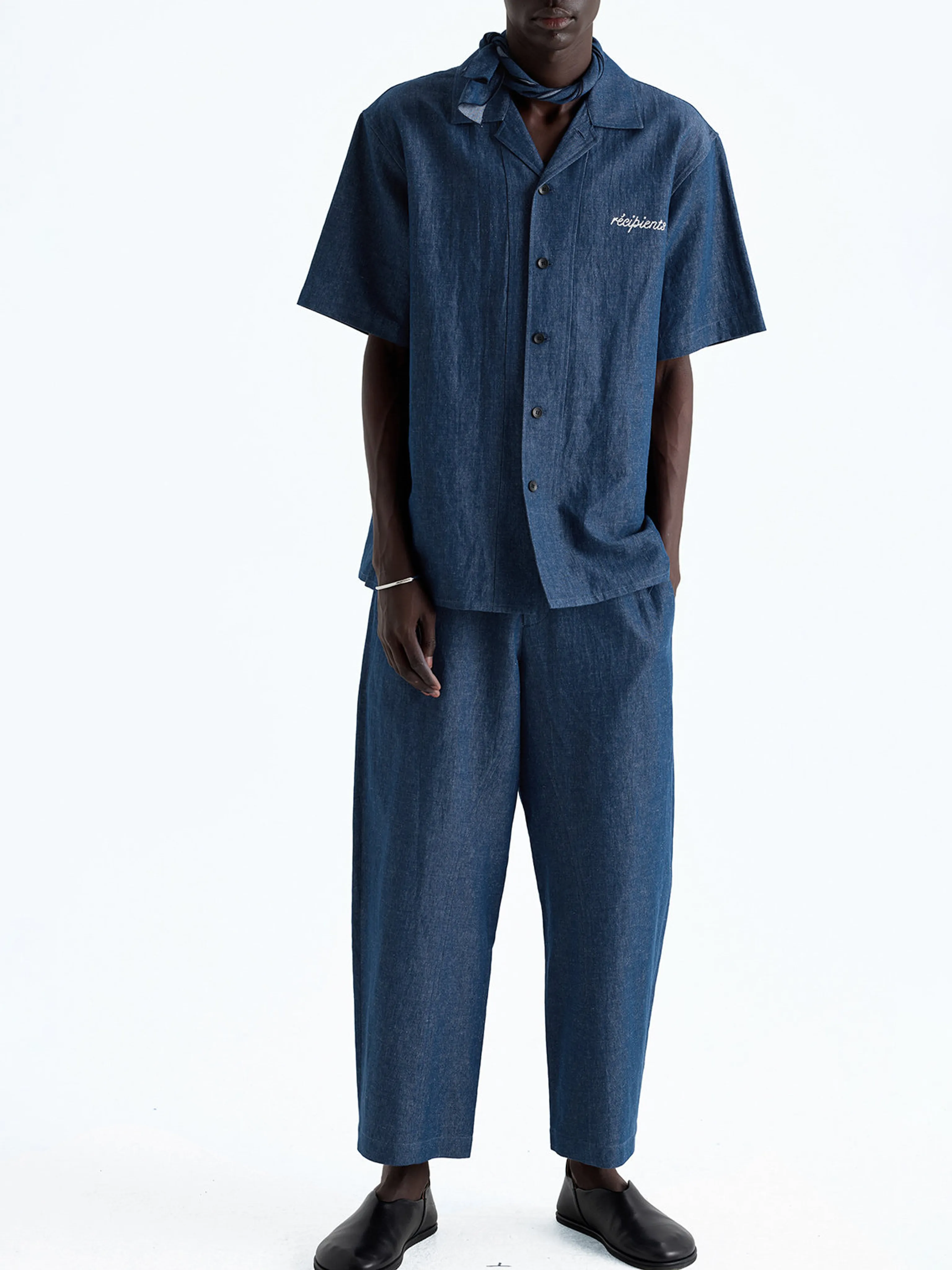 Denim-Dyed Hemp-Cotton Cuban-Collar Shirt - Image 7