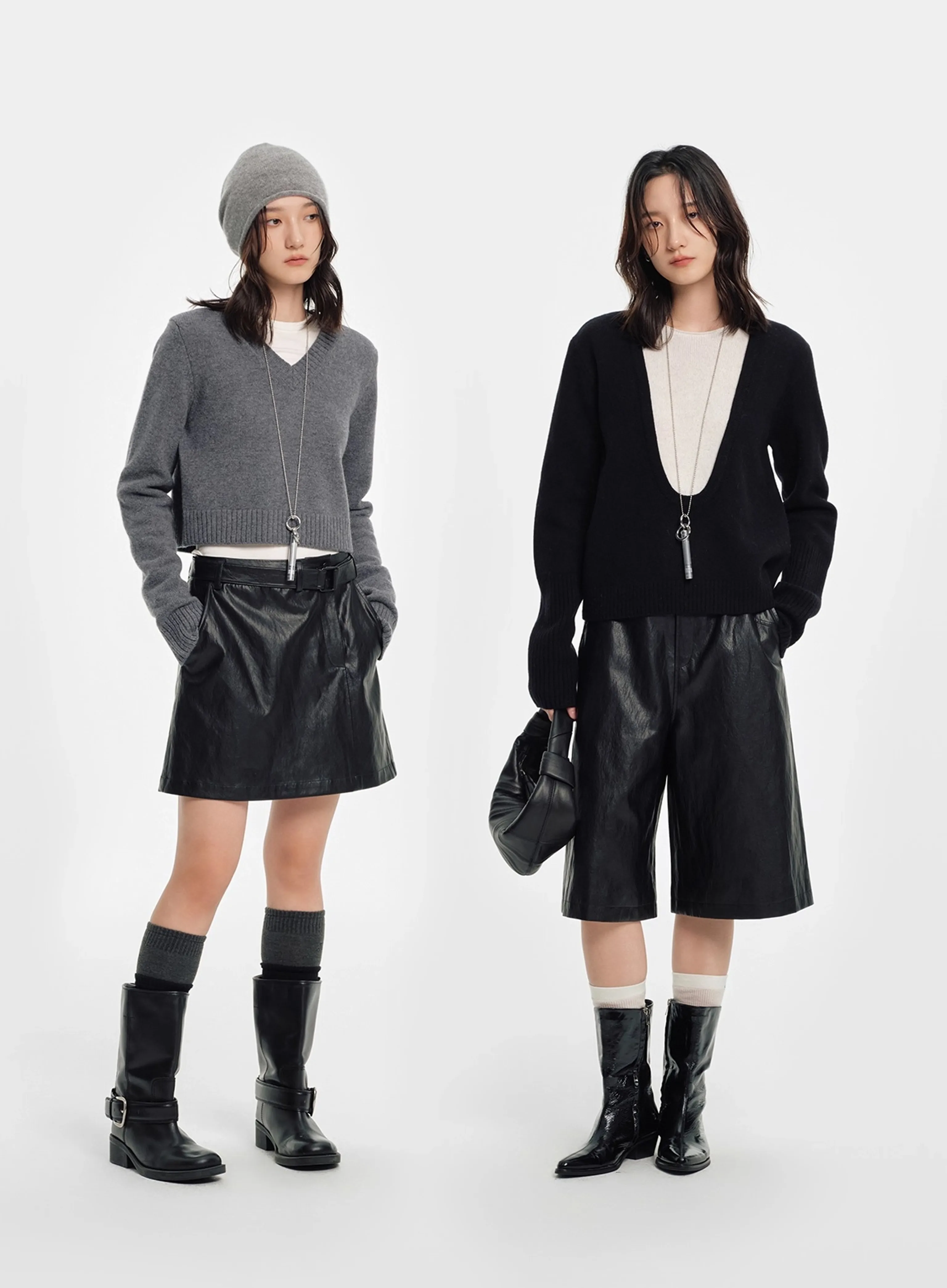 Detachable Belt Faux Leather Skirt & Shorts - Image 7