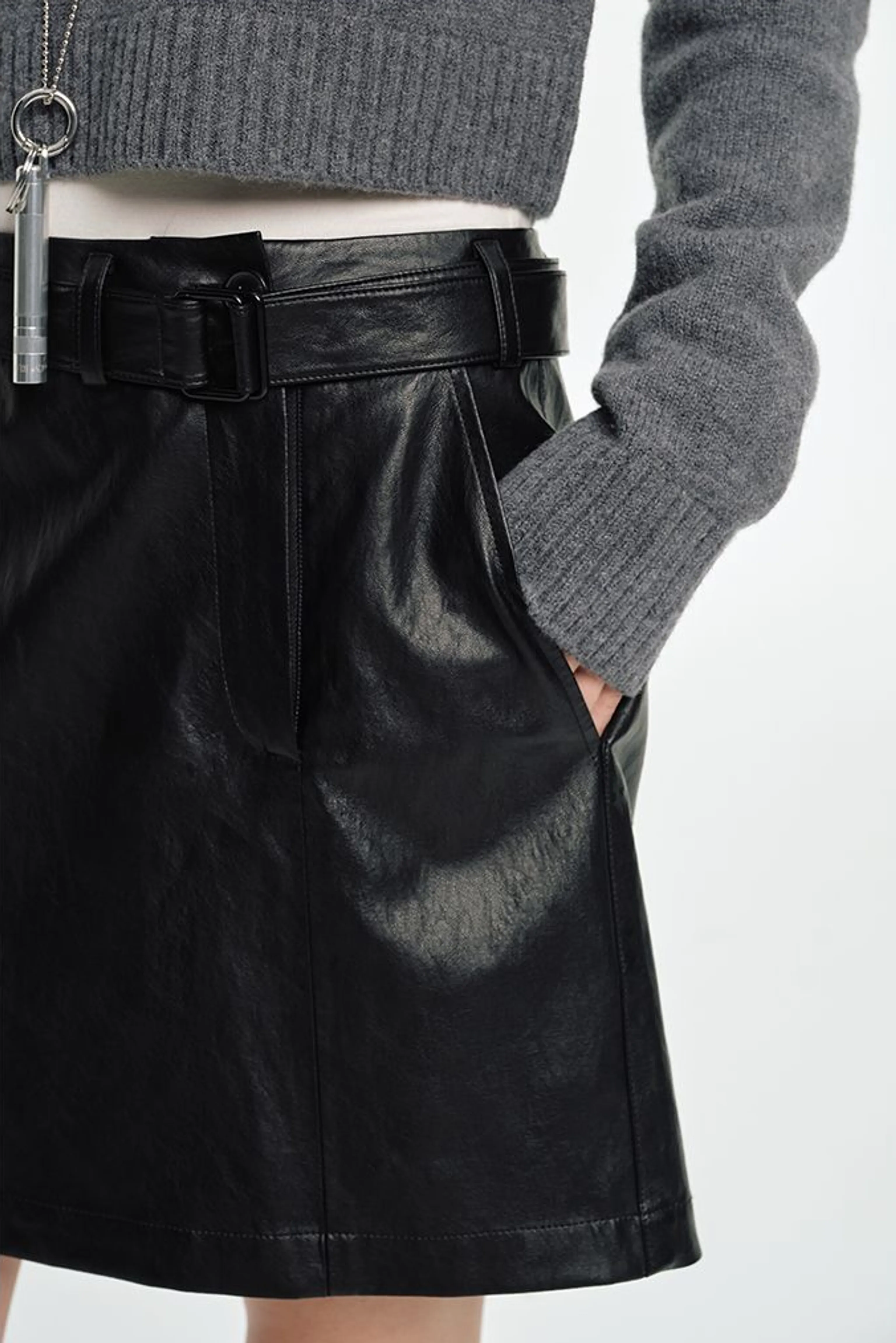 Detachable Belt Faux Leather Skirt & Shorts - Image 9