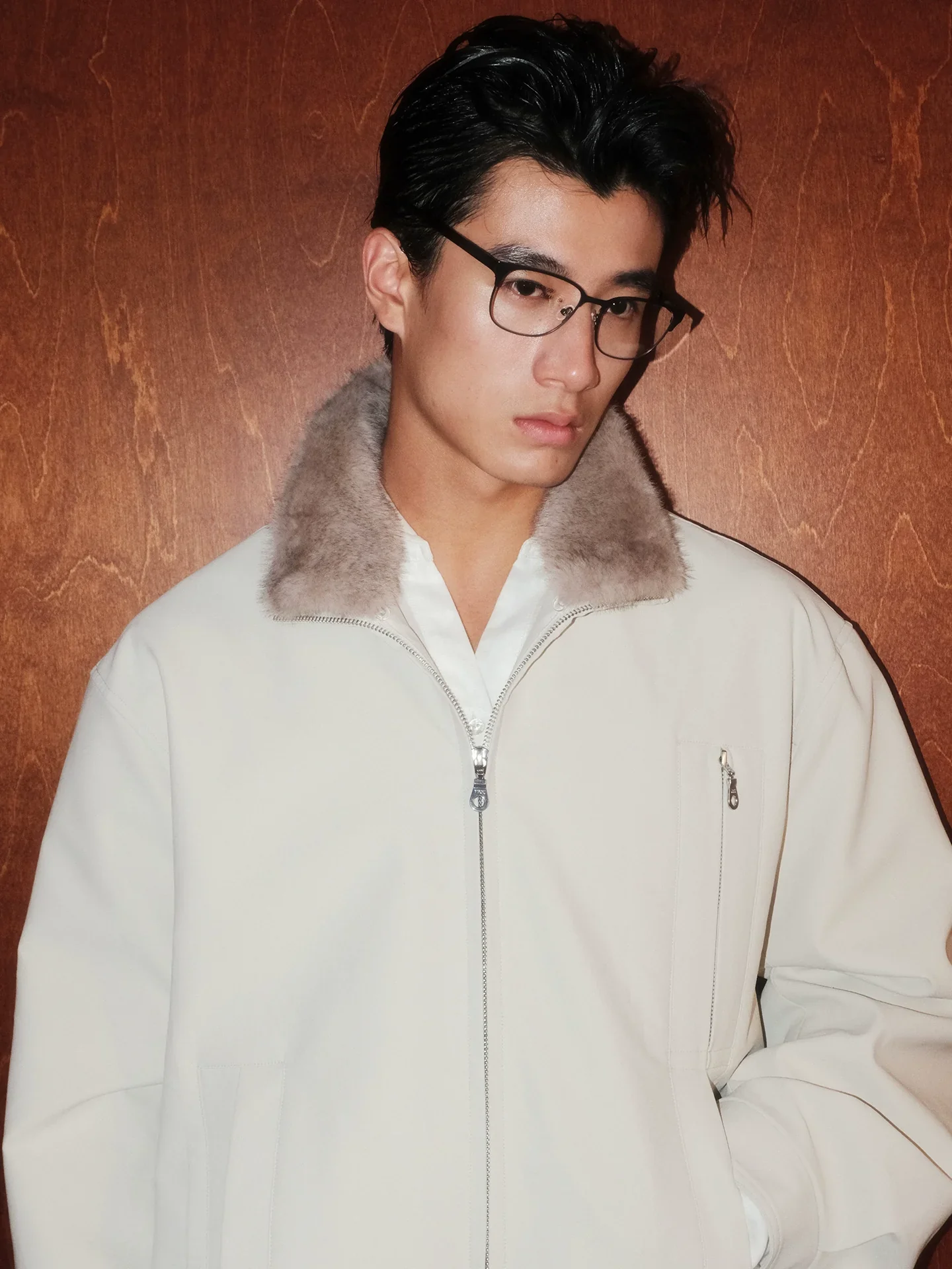Detachable Faux Shearling Collar Jacket - Image 3