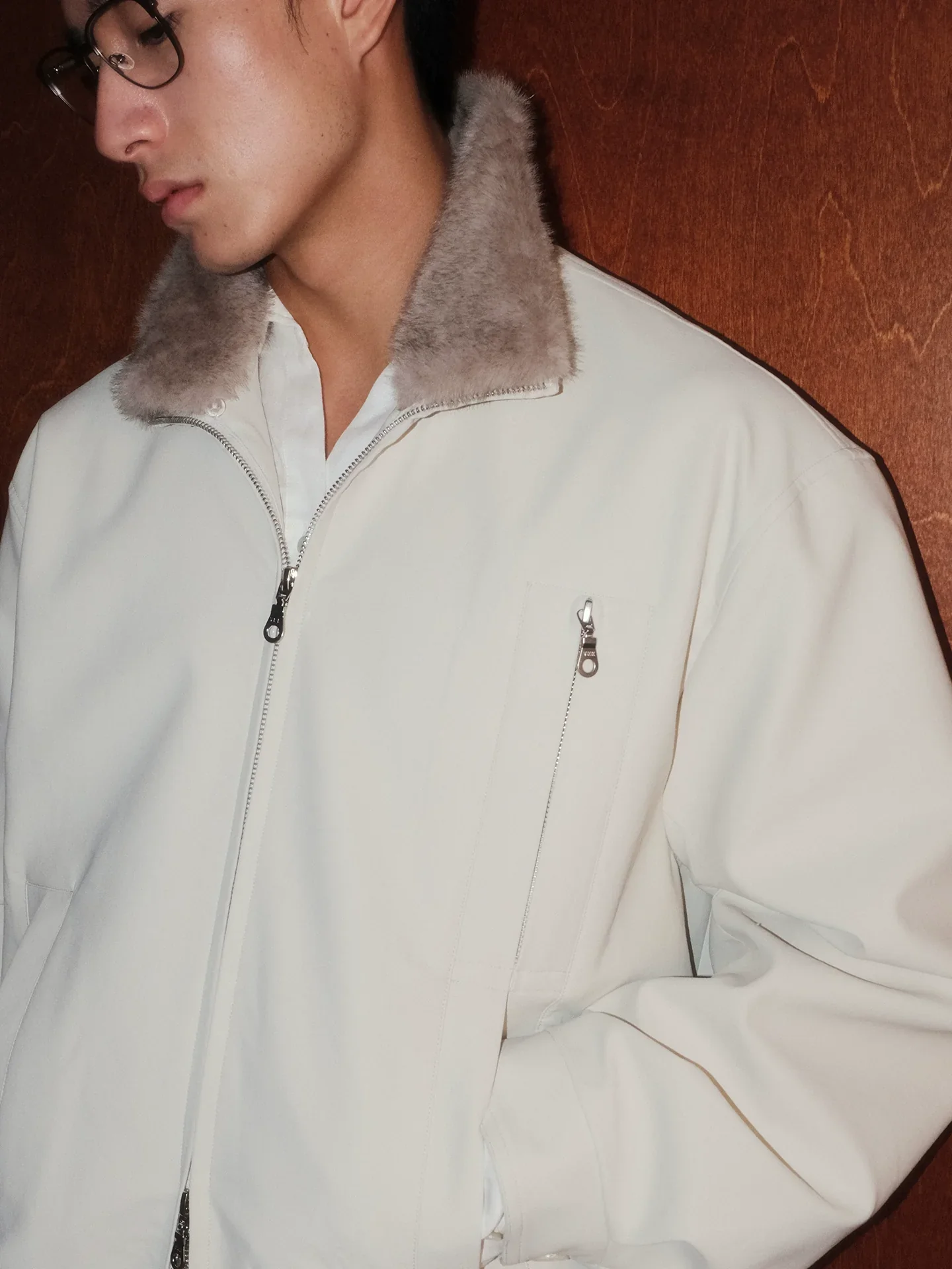 Detachable Faux Shearling Collar Jacket - Image 5