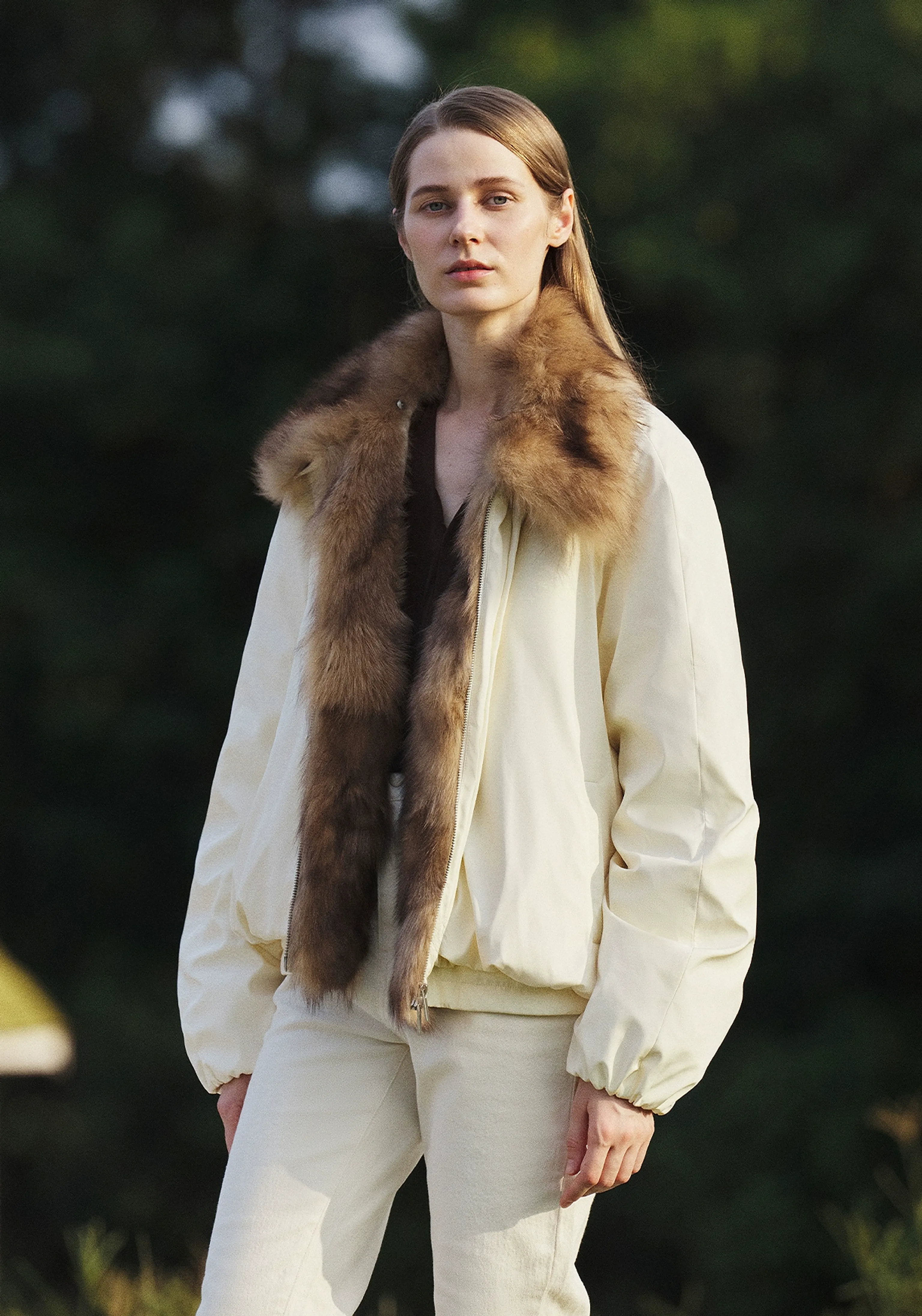 Detachable Fox Fur Collar Down Bomber - Image 3