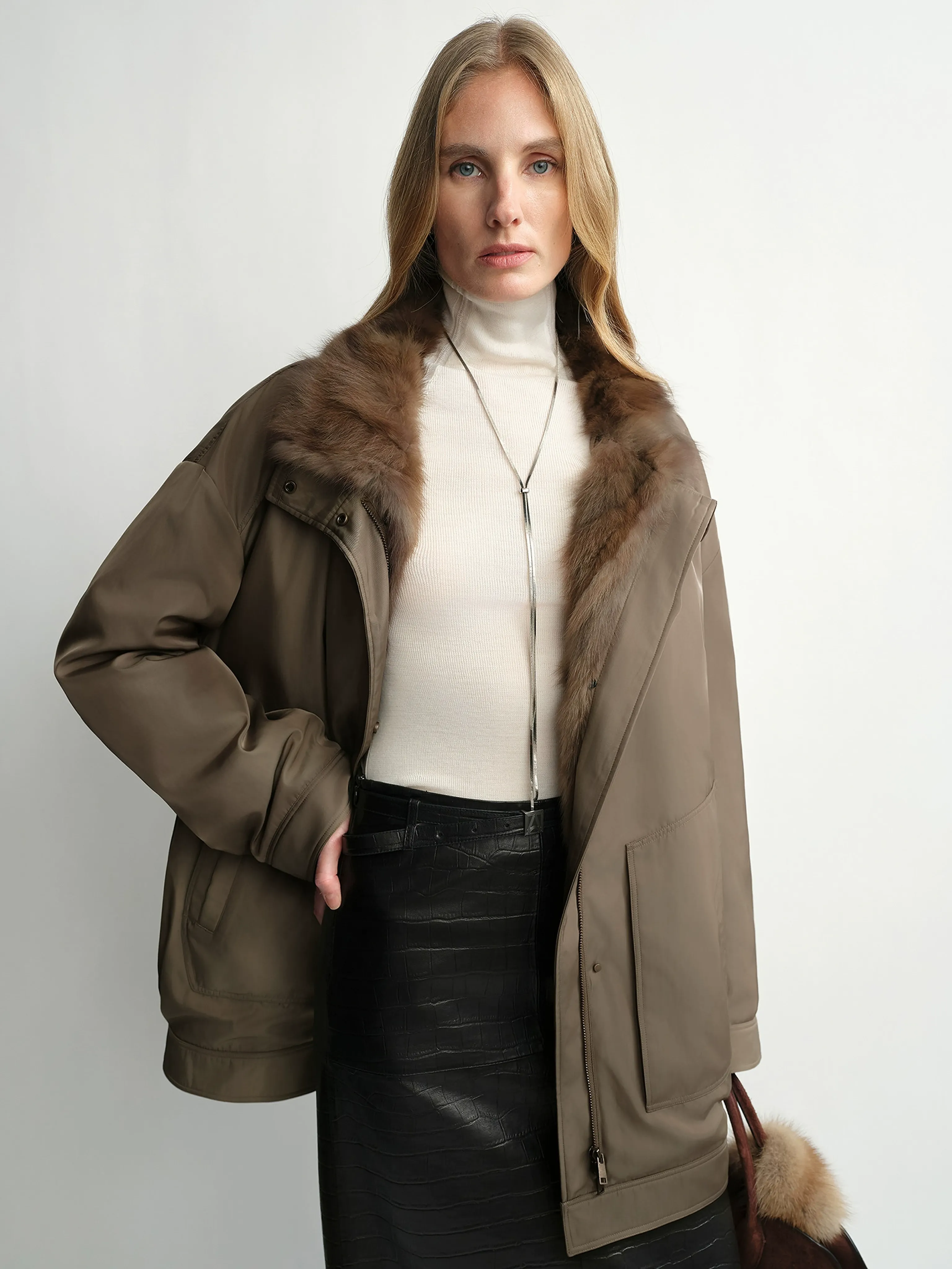 Detachable Fox Fur Collar Down Parka