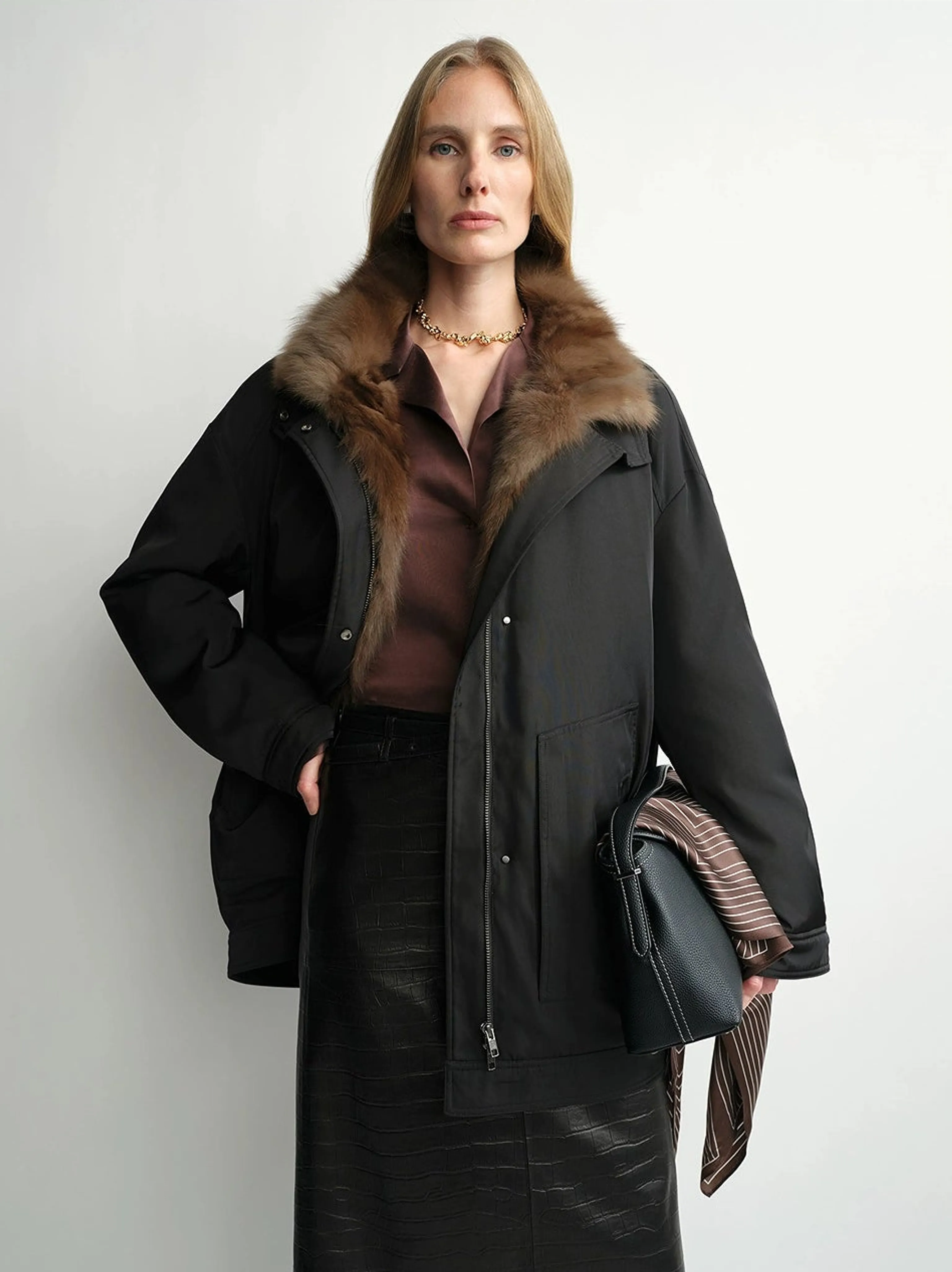 Detachable Fox Fur Collar Down Parka - Image 4
