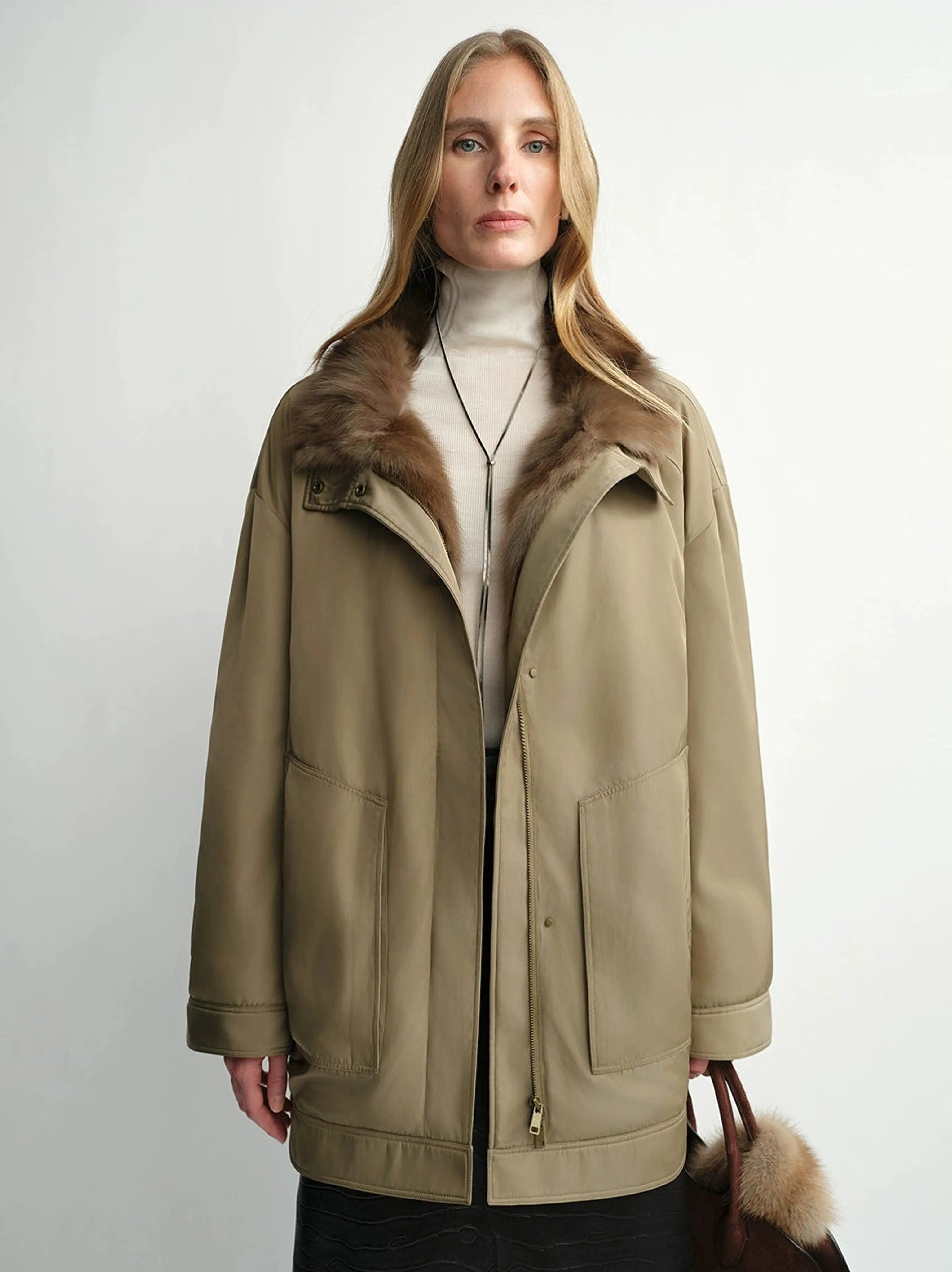 Detachable Fox Fur Collar Down Parka - Image 5