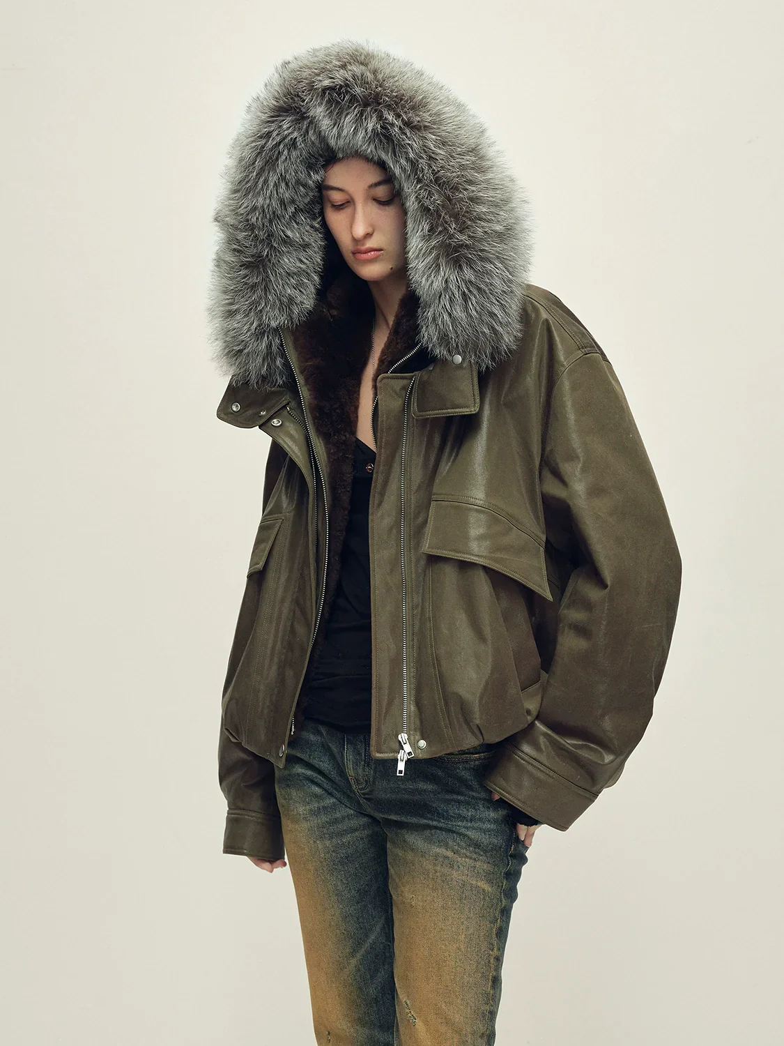Detachable Fox Fur Hooded Down Parka - Image 3