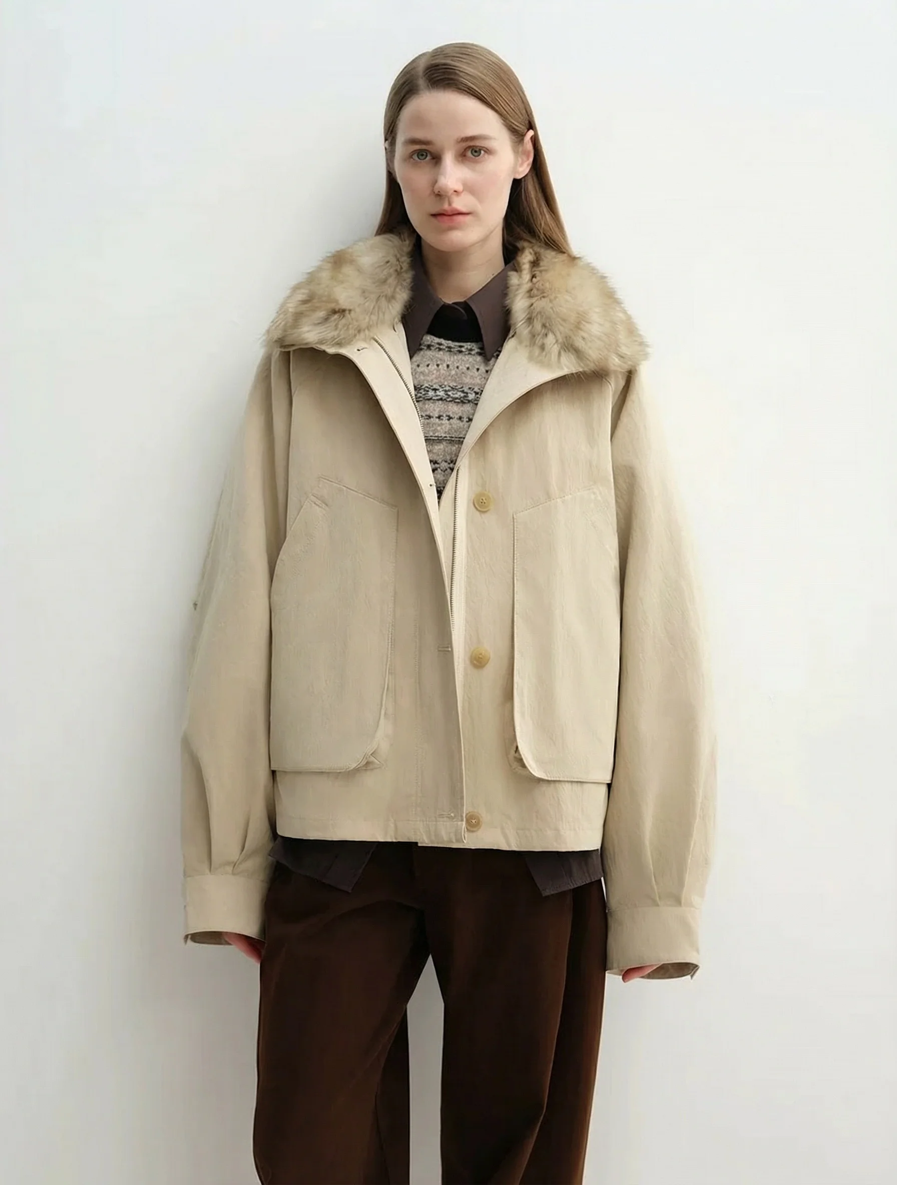 Detachable Fur Collar Jacket - Image 7