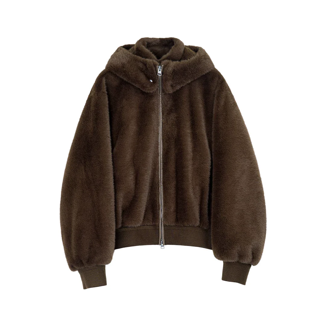 Detachable Hood Faux Fur Bomber - Image 6