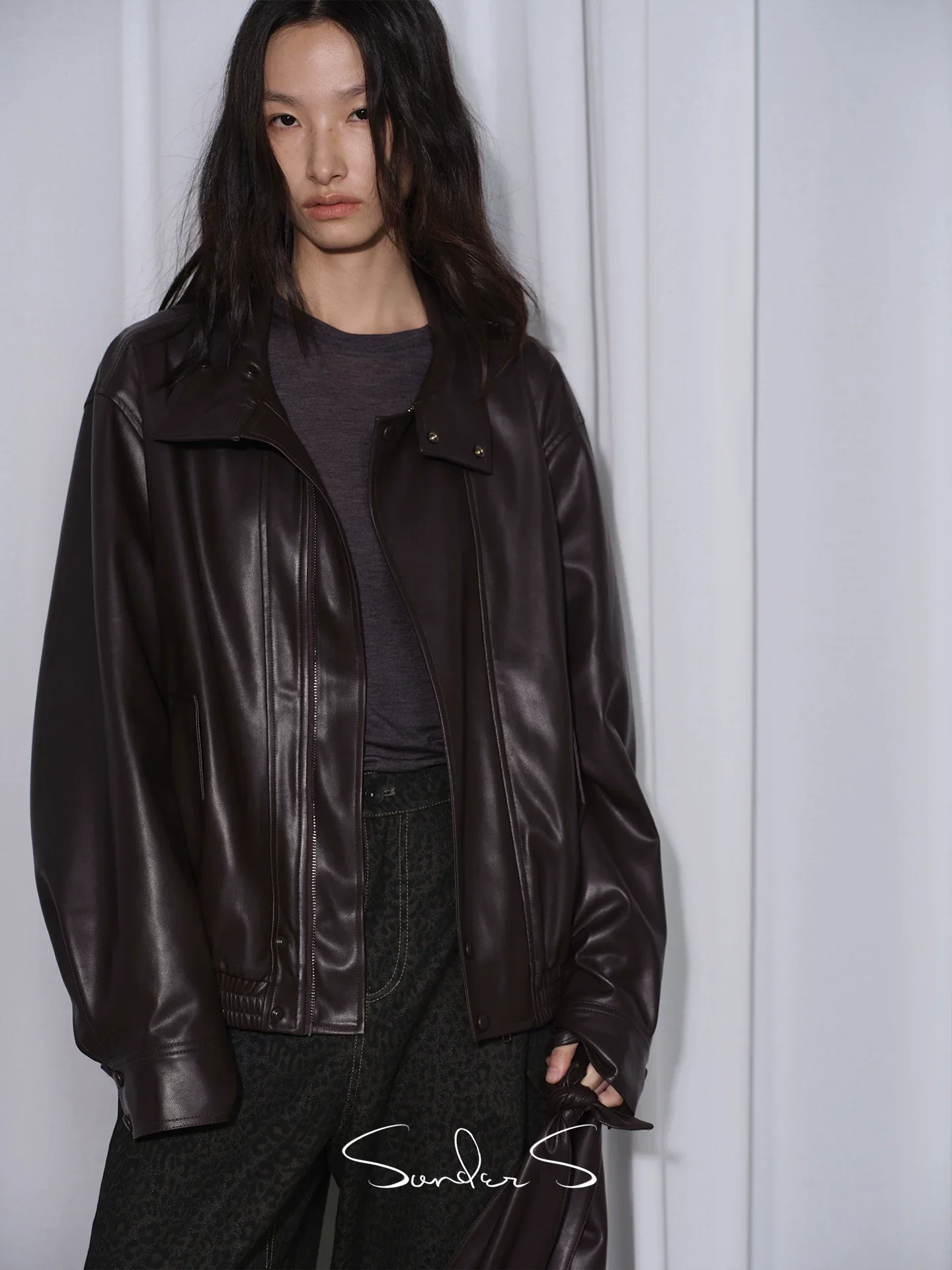 Detachable Hood PU Flight Jacket - Image 2
