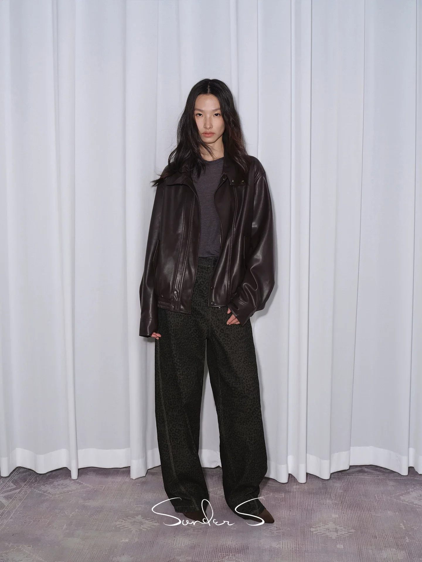 Detachable Hood PU Flight Jacket - Image 3