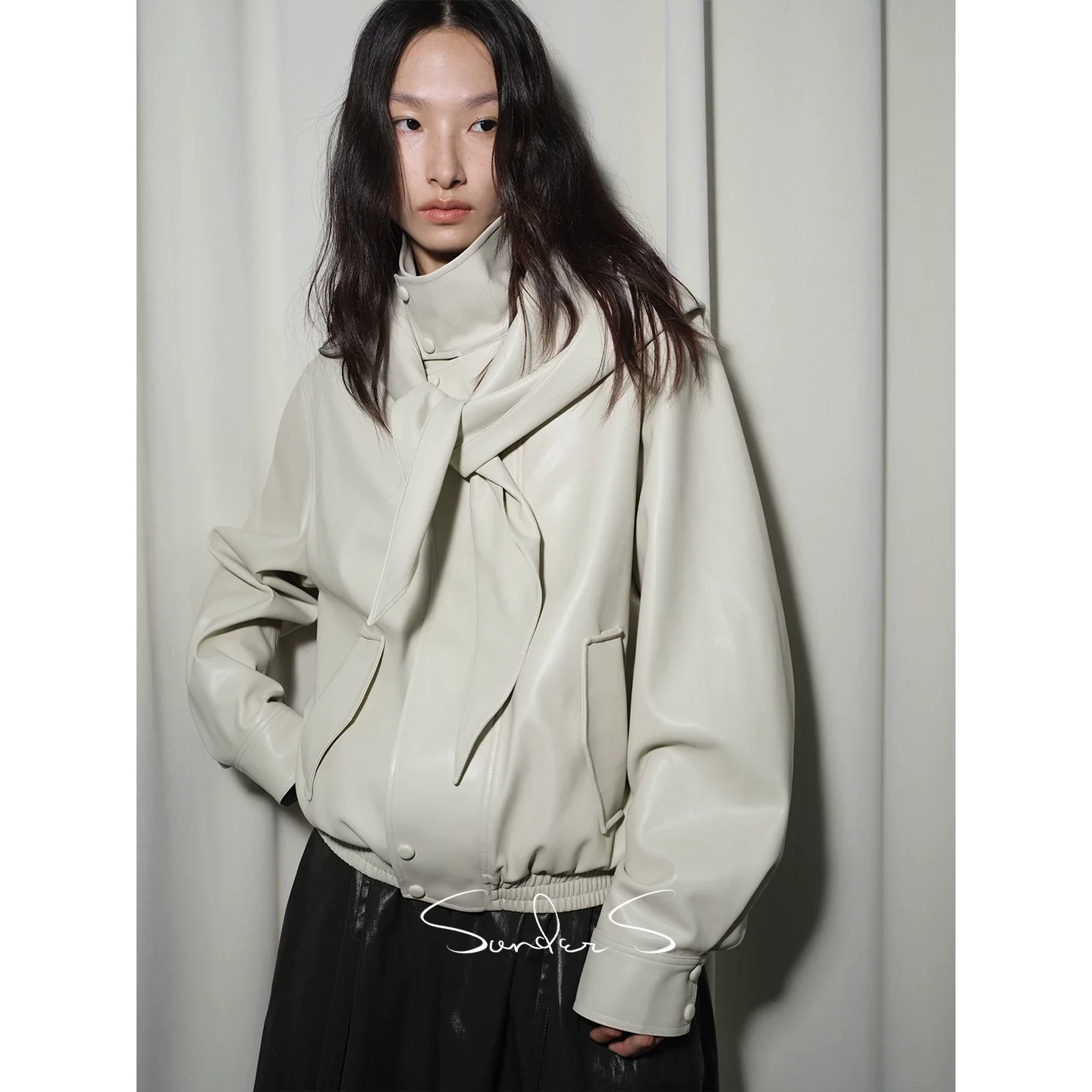 Detachable Hood PU Flight Jacket - Image 5