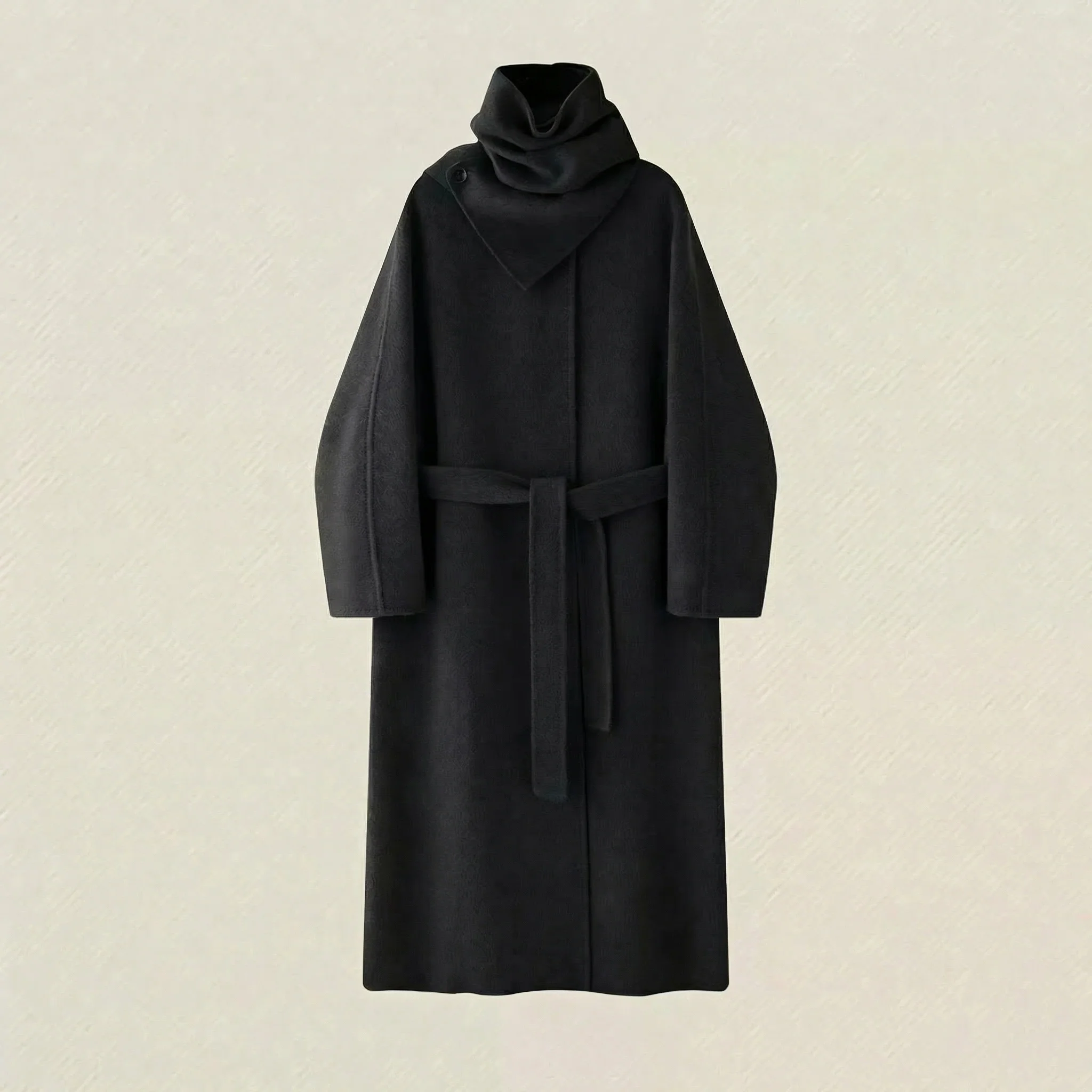 Detachable Scarf-Collar Double-Faced Wool Coat - Image 6