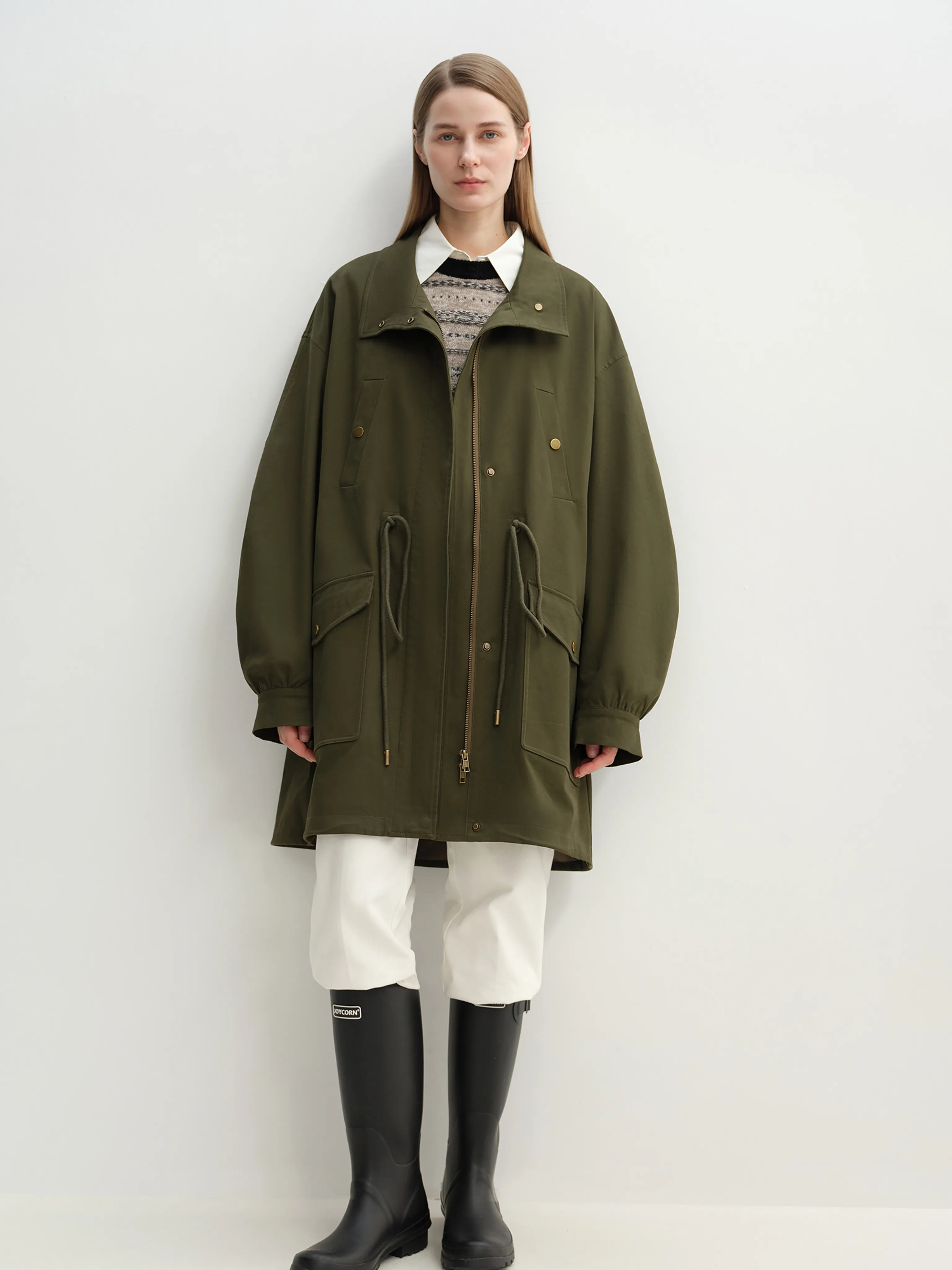Detachable Wool Collar Down Fishtail Parka