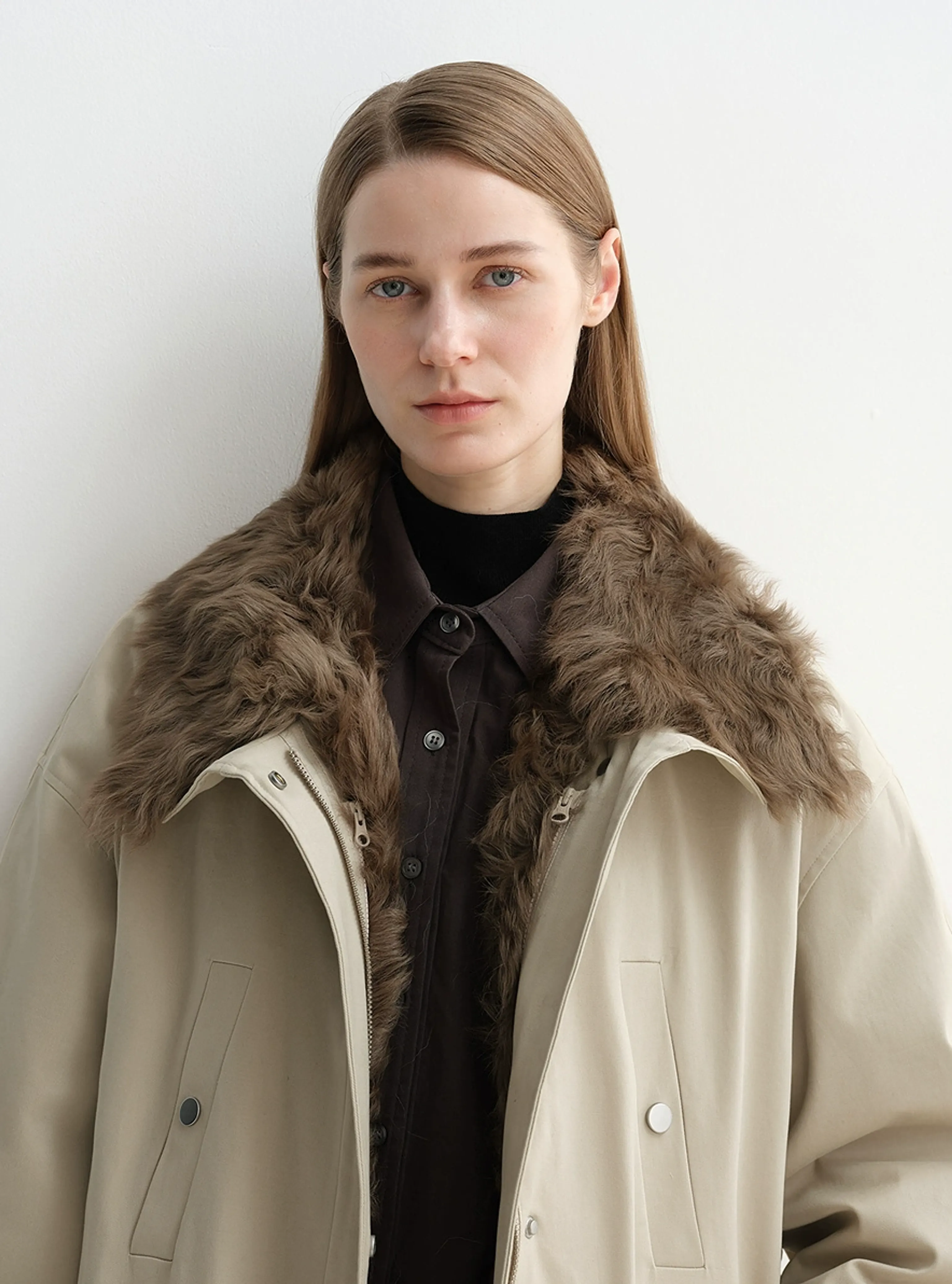 Detachable Wool Collar Down Fishtail Parka - Image 5