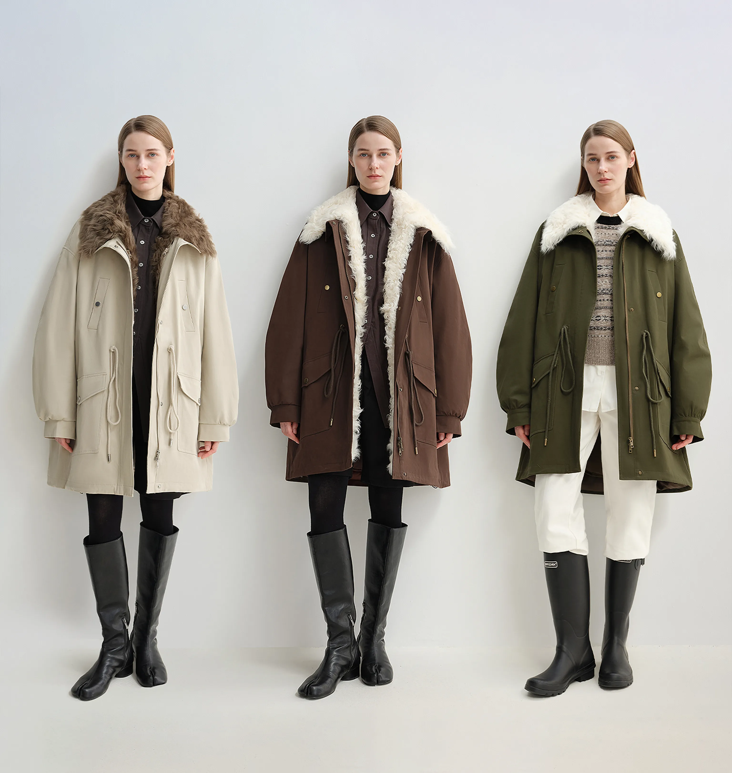 Detachable Wool Collar Down Fishtail Parka - Image 9