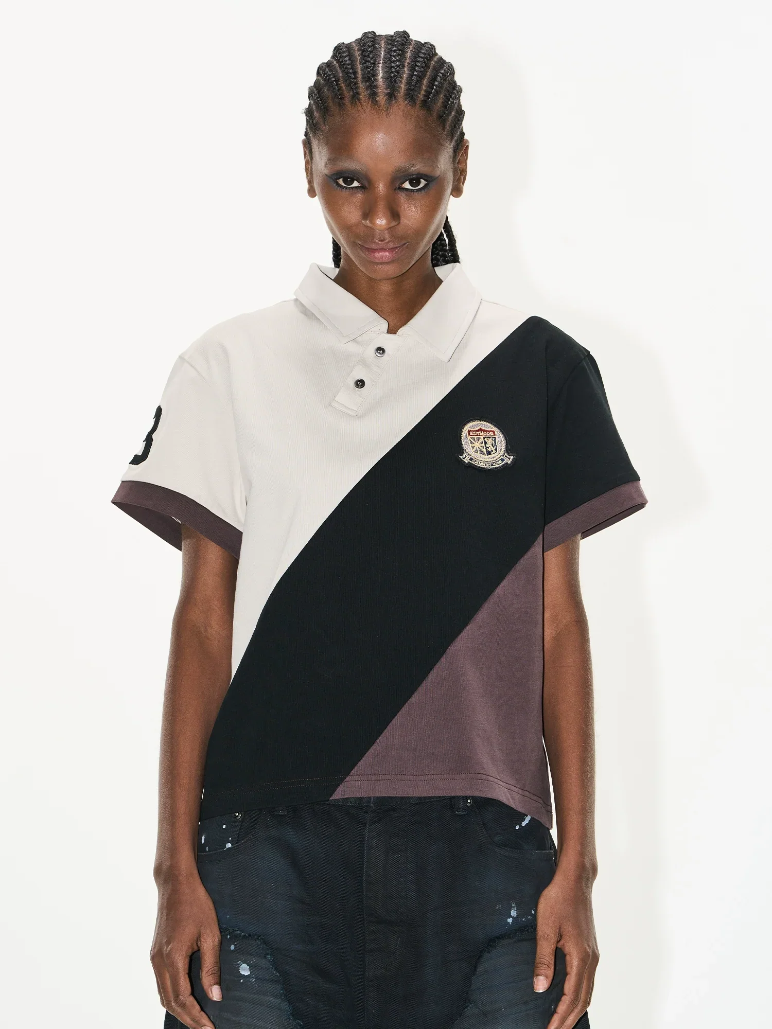 Diagonal Color-Block Polo