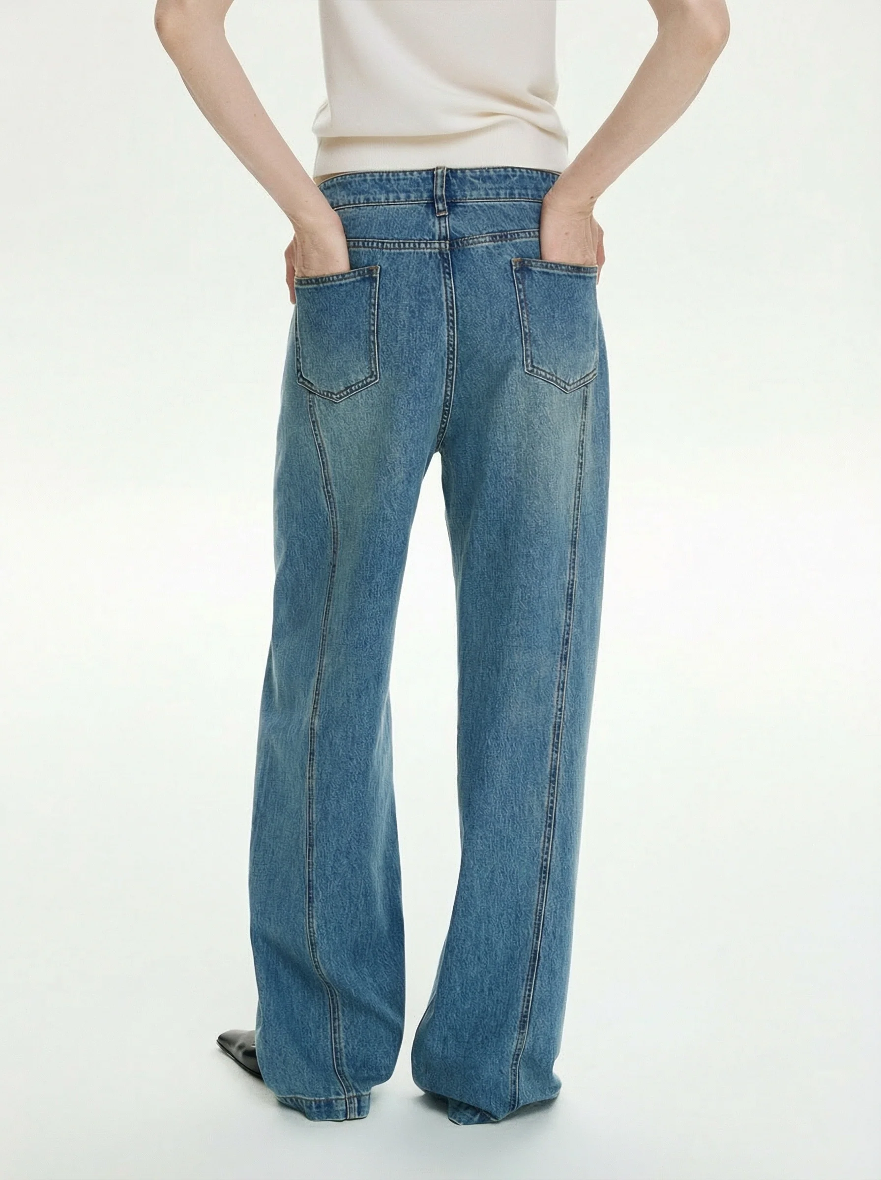 Diagonal Panel Jeans - Image 4