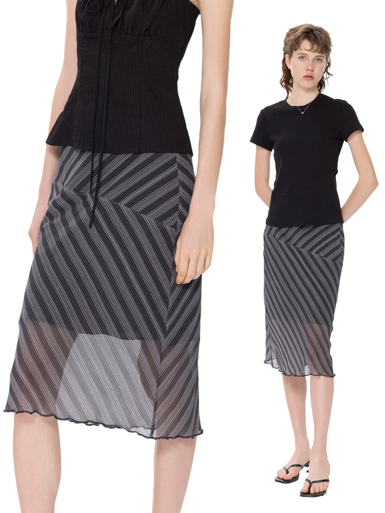 Diagonal Pinstripe Midi Skirt - Image 4