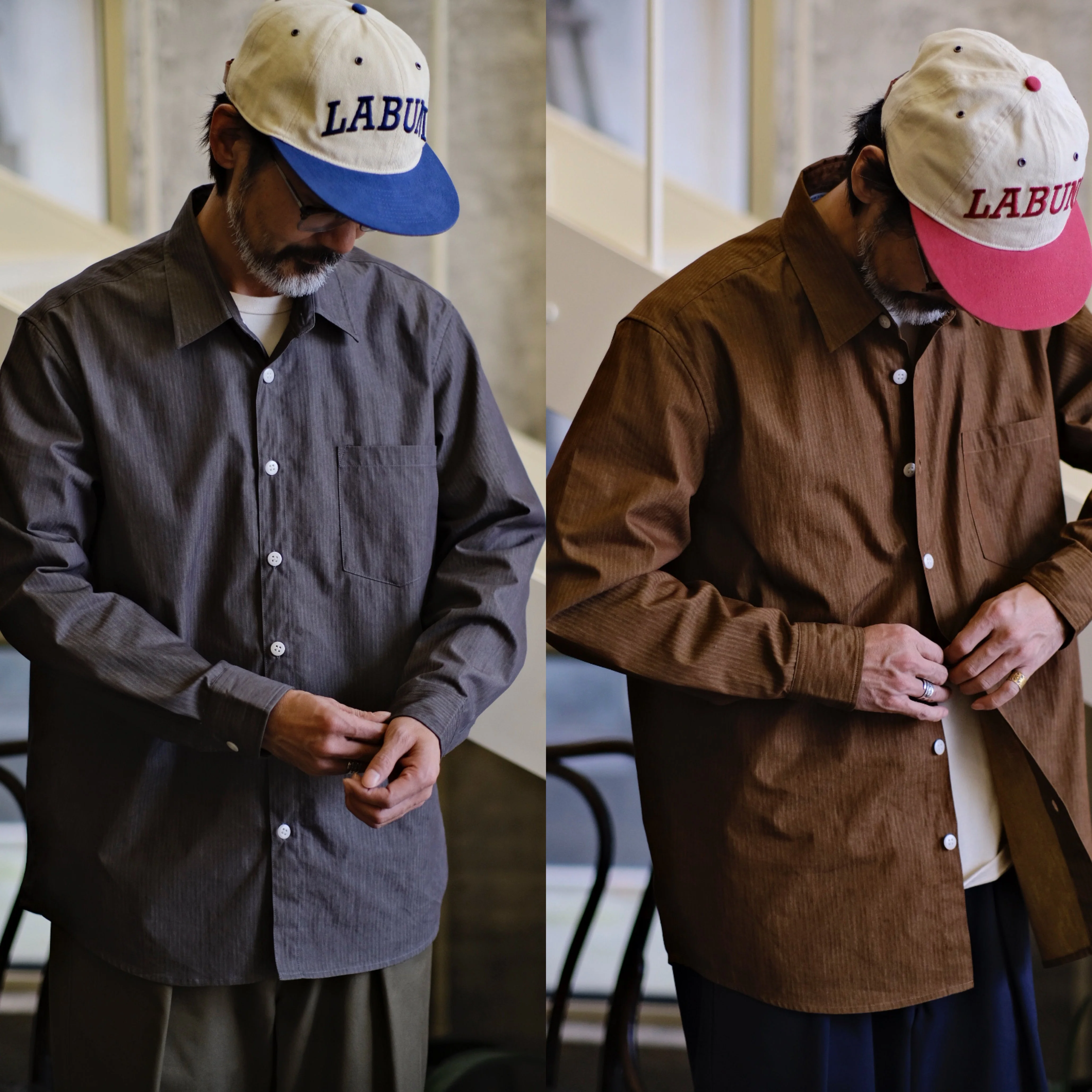 Diagonal Striped Long-Sleeved Shirt