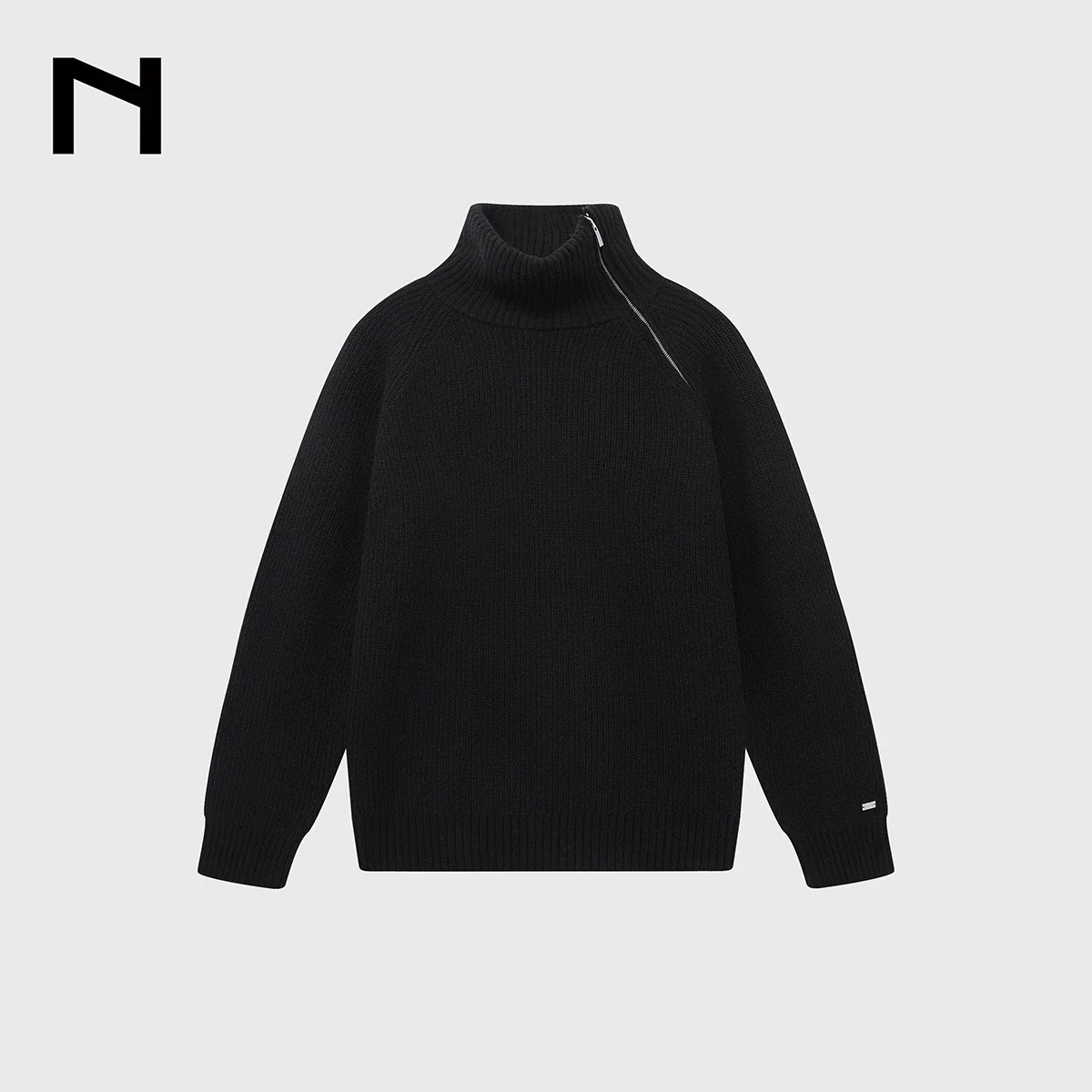 Diagonal Zip Funnel-Neck Sweater - Image 7