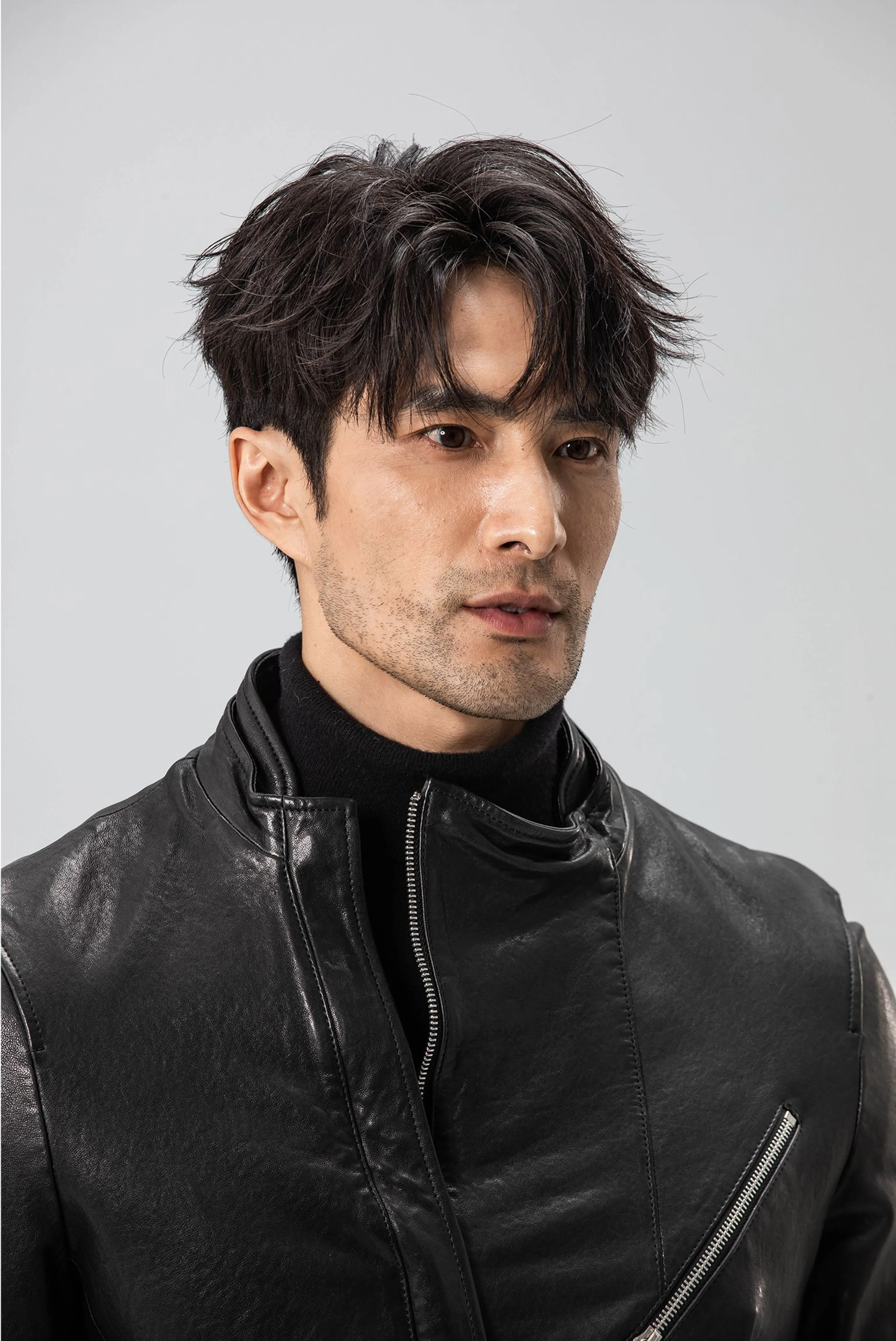 Diagonal Zip Sheepskin Moto Jacket - Image 6