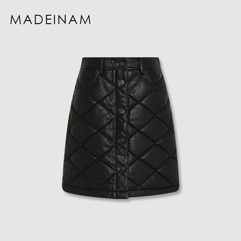 Diamond-Quilted PU Jacket & Mini Skirt Set - Image 5