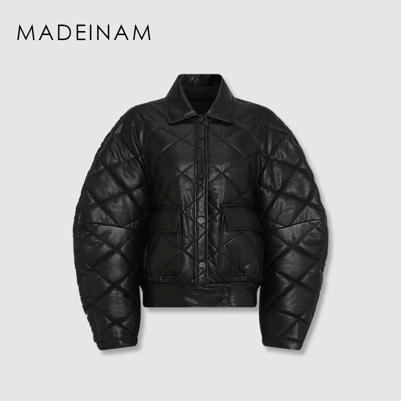 Diamond-Quilted PU Jacket & Mini Skirt Set - Image 6