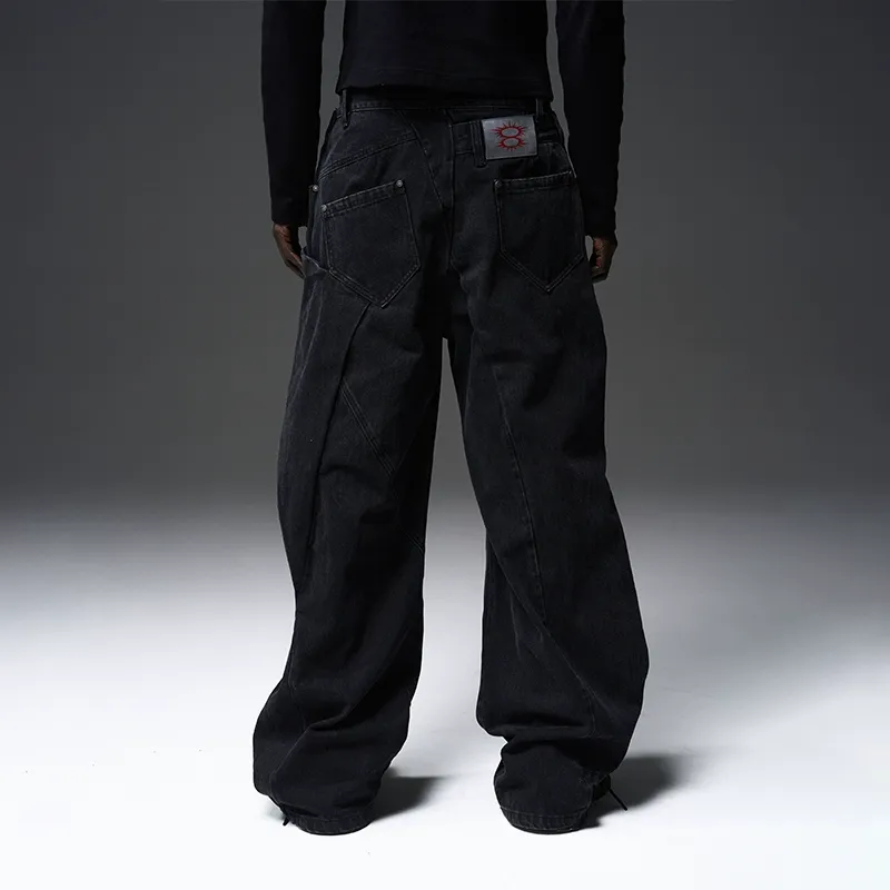 Distorted Double-Layer Denim Jeans - Image 5